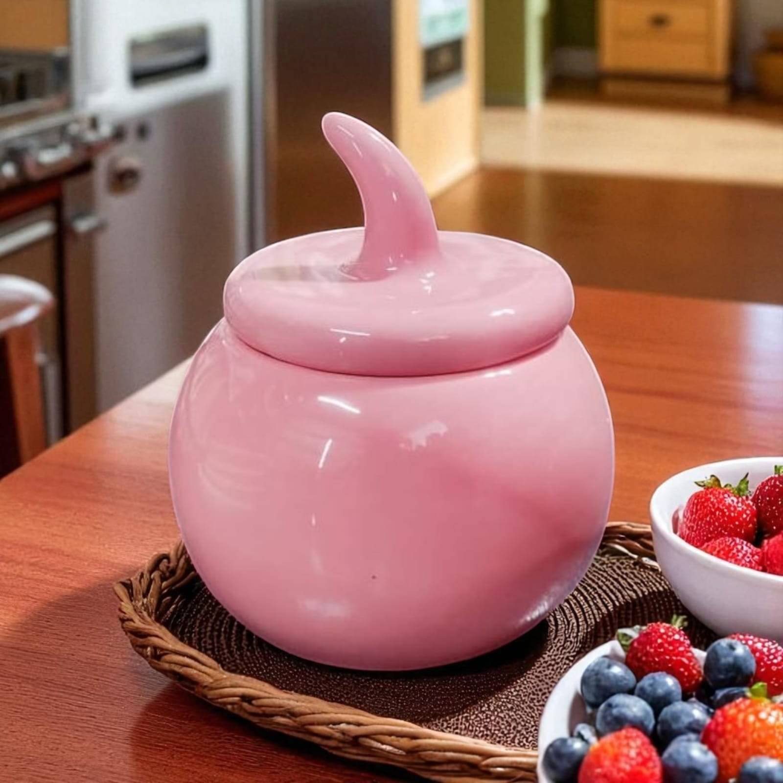 Malaikah Pink Jar Ceramic Pink Tea/Coffee/Sugar Container ( Set of 1 ) Malaikah Pink Jar Ceramic Pink Tea/Coffee/Sugar Container ( Set of 1 )