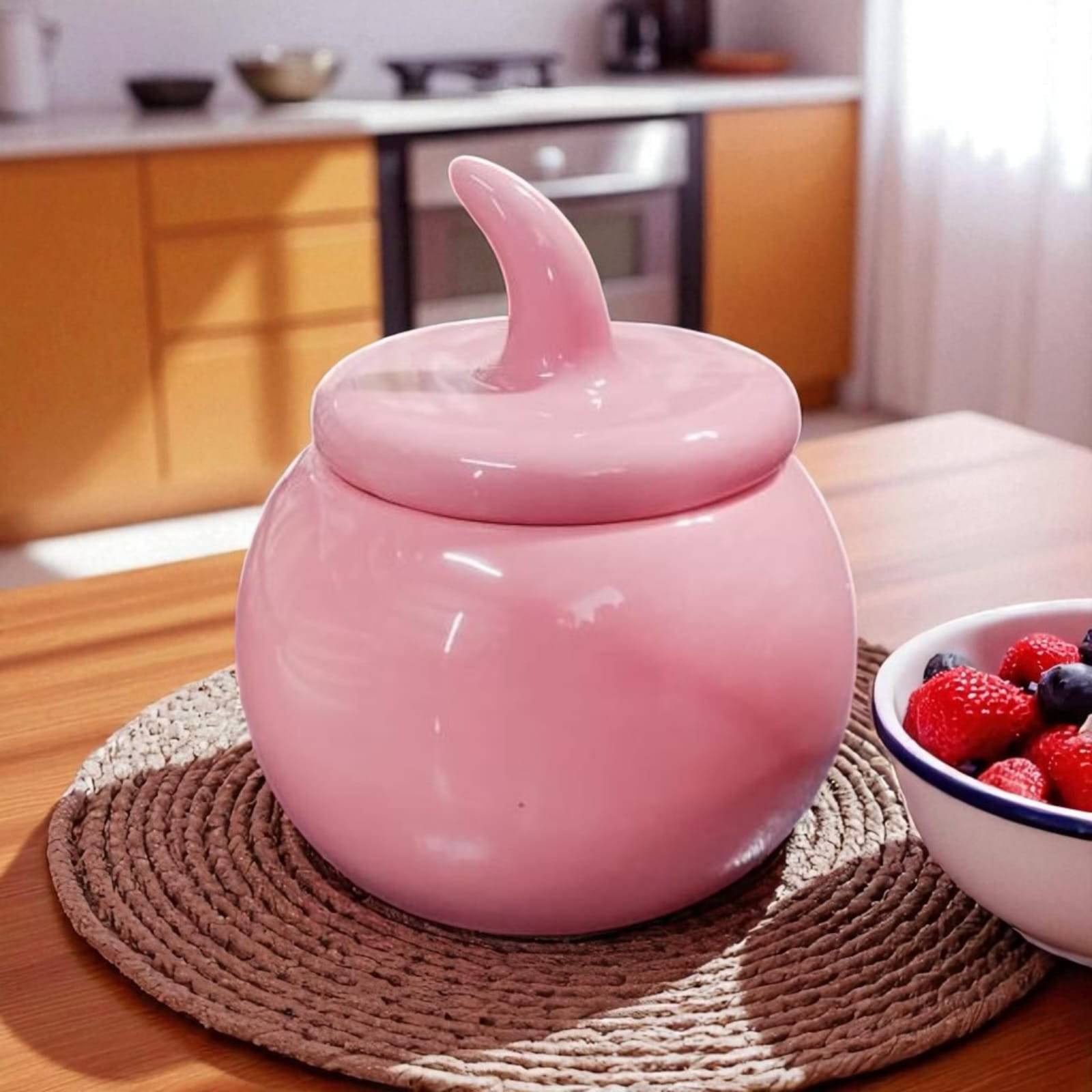     			Malaikah Pink jar Ceramic Pink Tea/Coffee/Sugar Container ( Set of 1 )