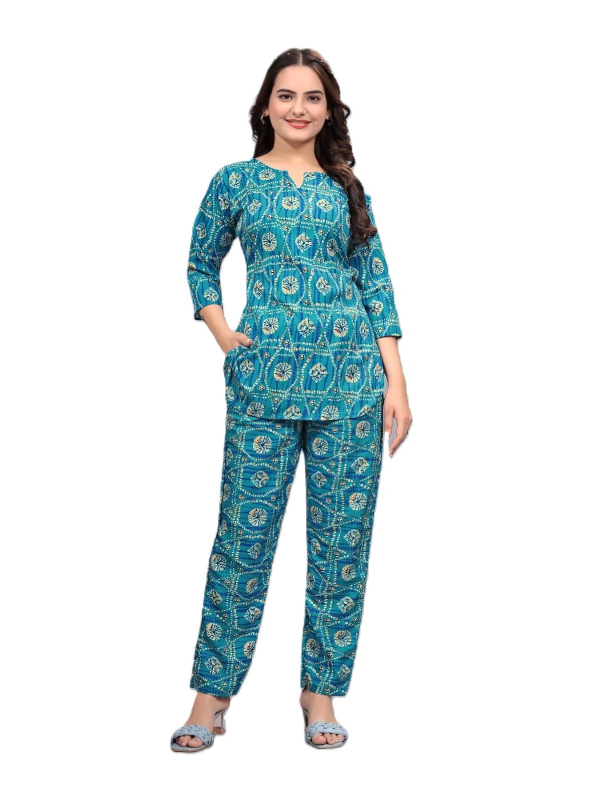     			NENOBA FAB Rayon Printed Women Top with Pyjama ( Multicolor 1 )