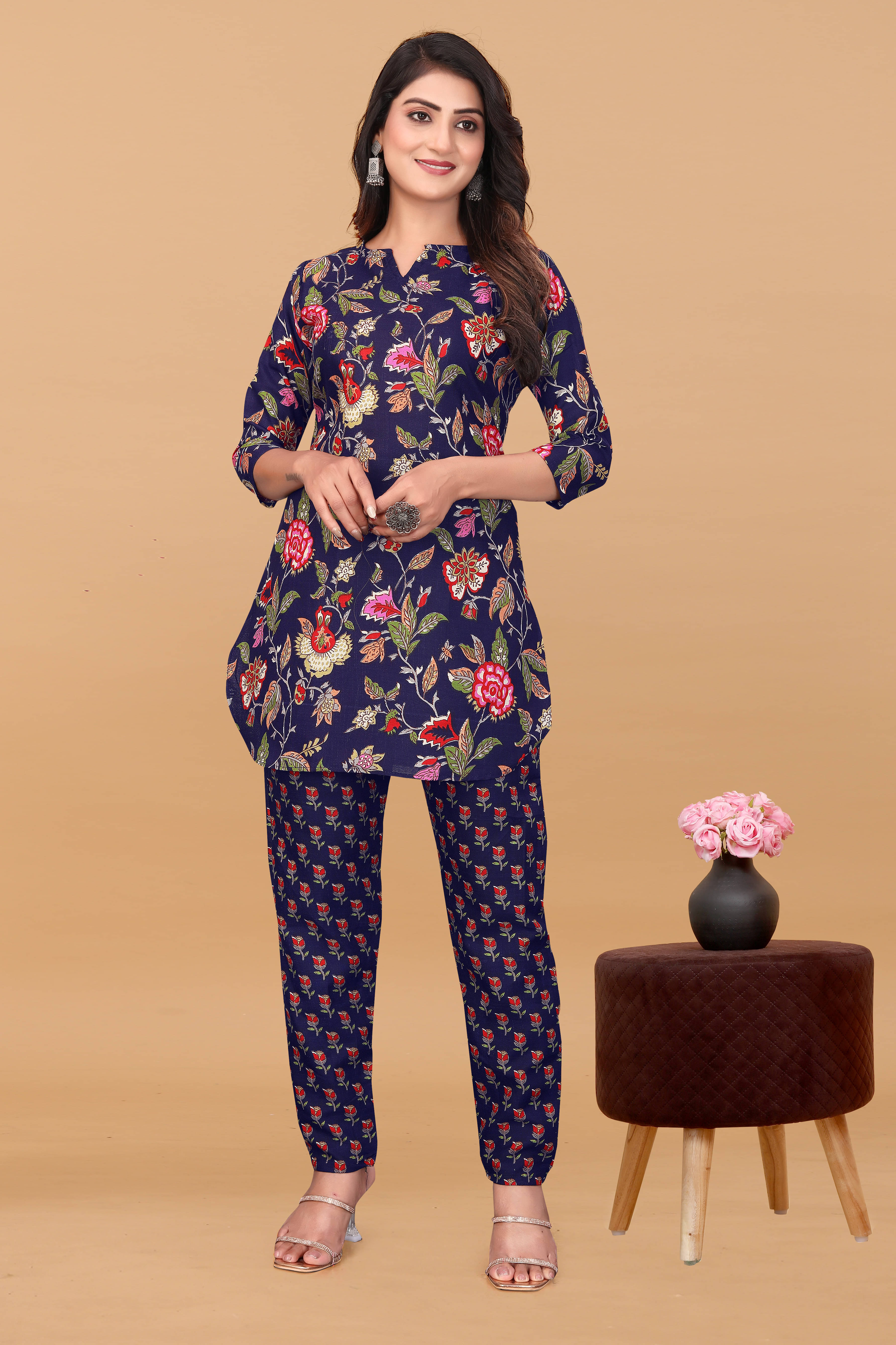     			NENOBA FAB Rayon Printed Women Top with Pyjama ( Multicolor 1 )