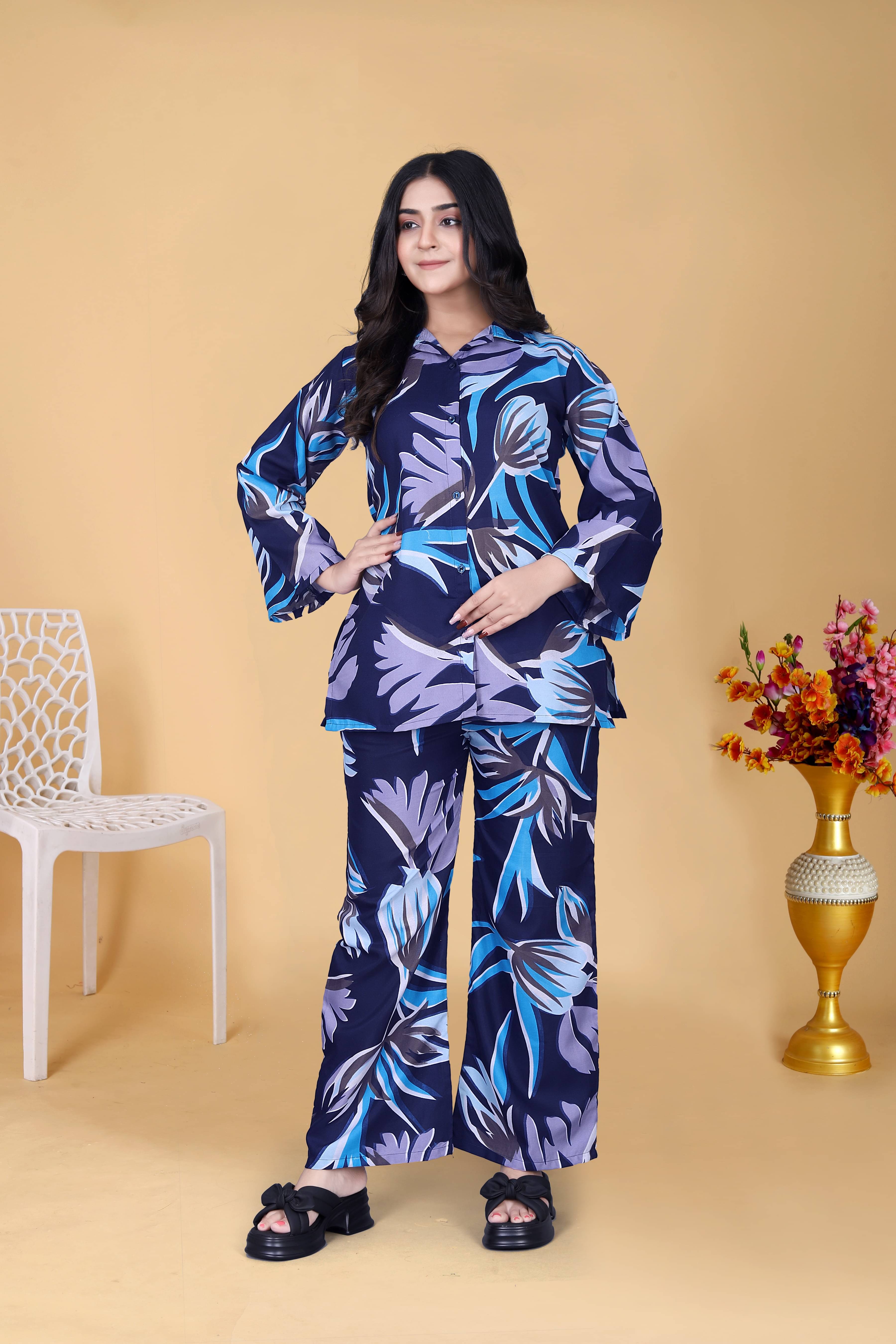    			NENOBA FAB Rayon Printed Women Top with Pyjama ( Multicolor 1 )