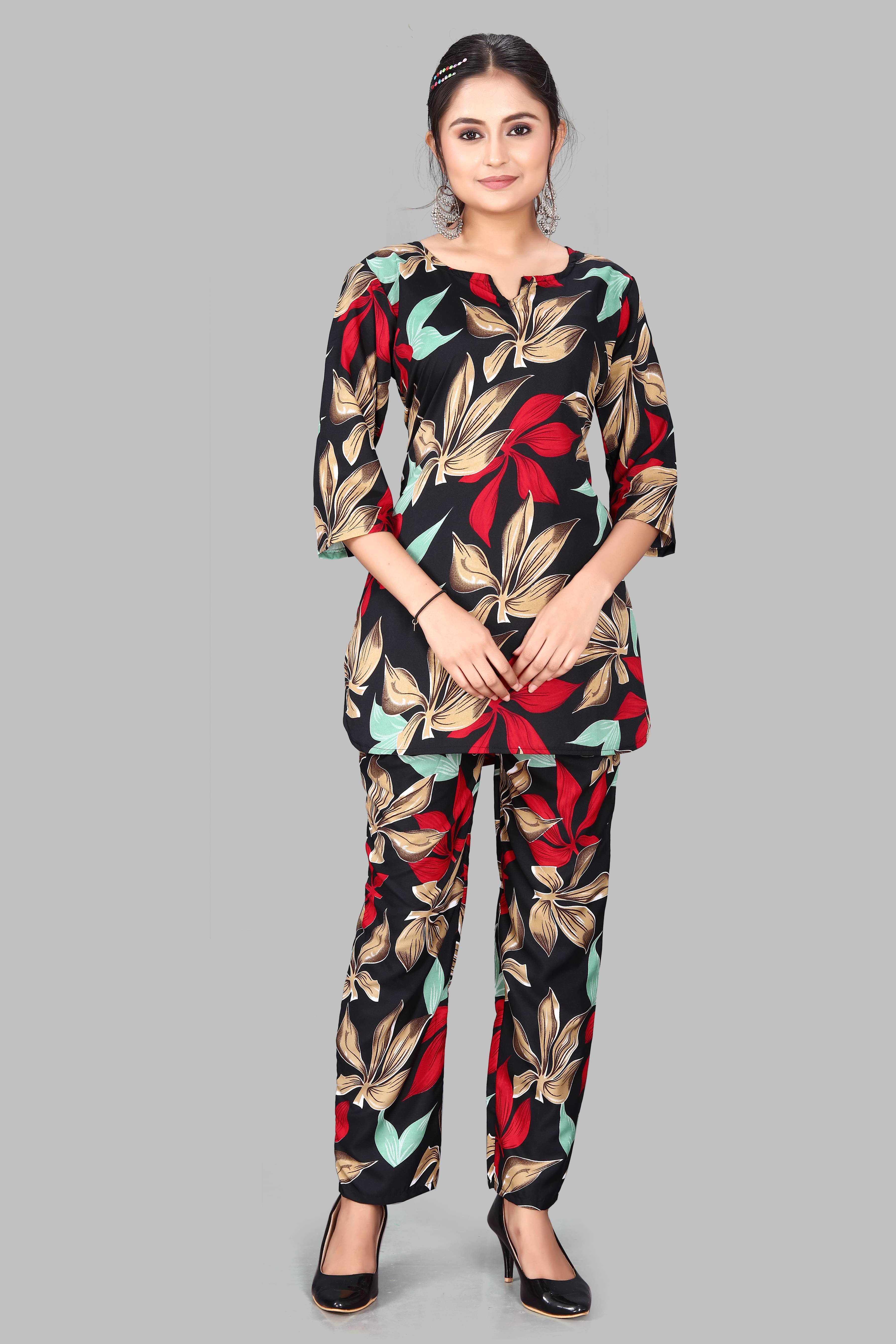     			NENOBA FAB Rayon Printed Women Top with Pyjama ( Multicolor 1 )