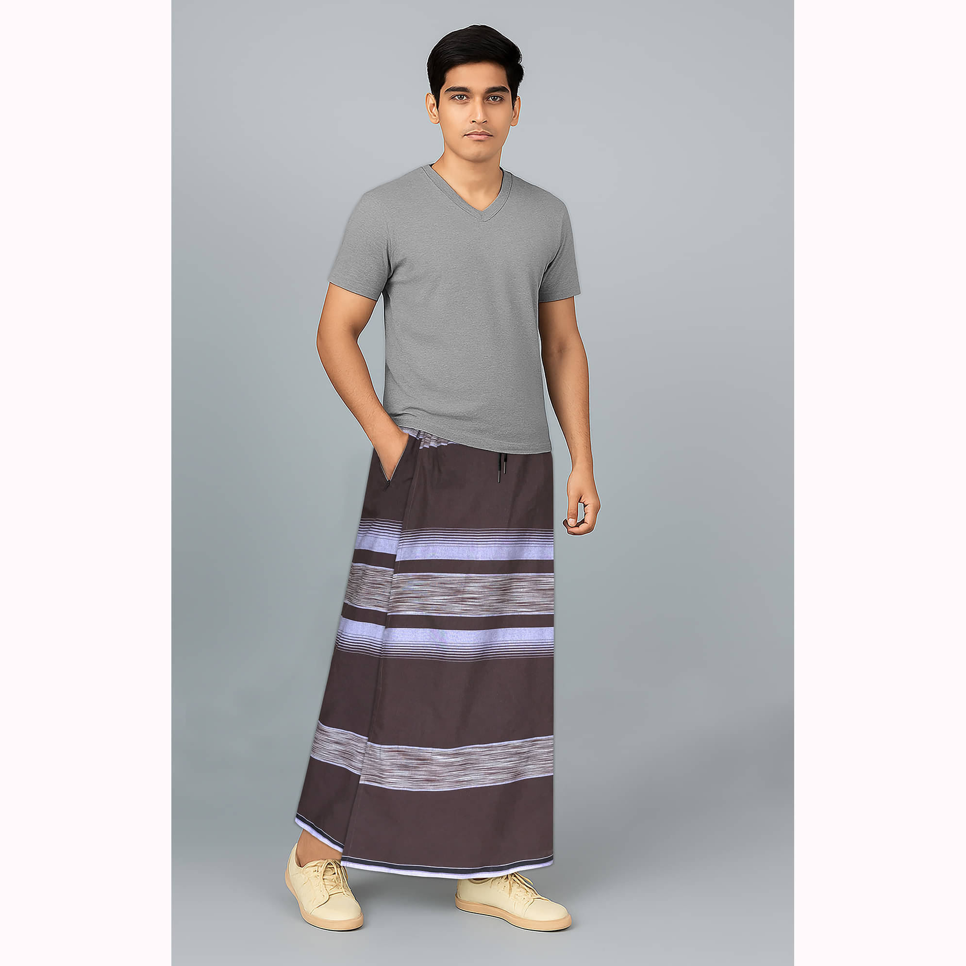    			Oasis Hometex Cotton Blend Men's Lungi Brown ( Pack of 1 )