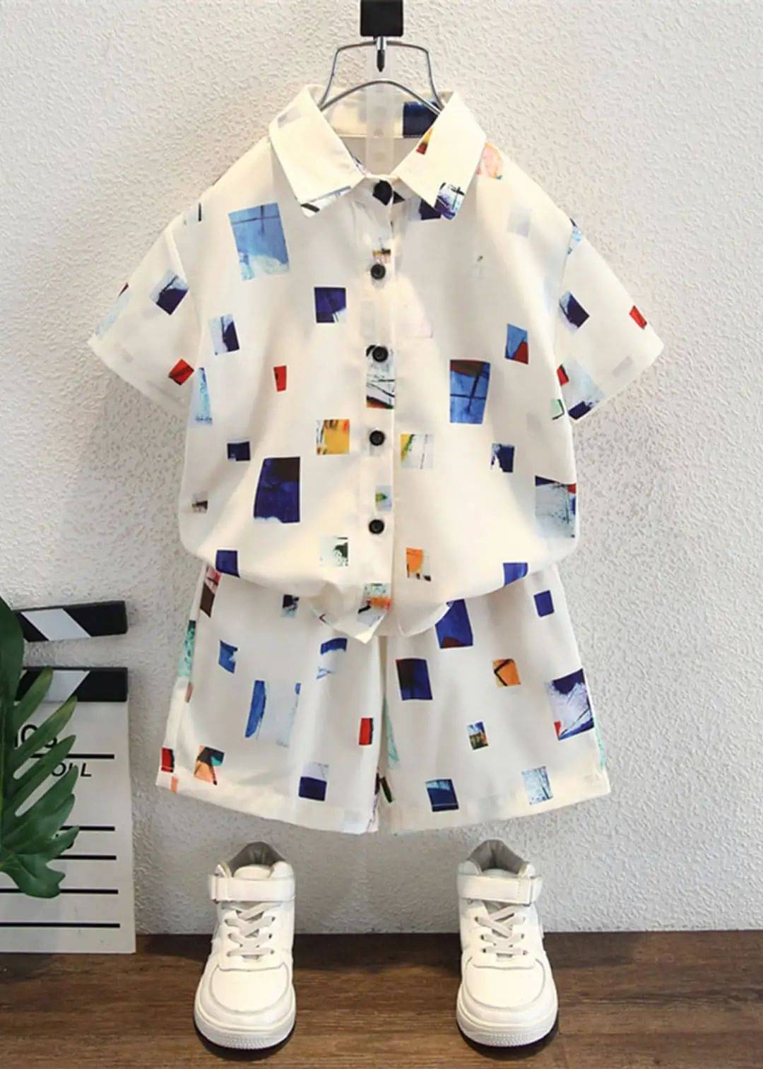 Ocvito Pack of 1 Baby Boys Cotton Blend Shirt & Shorts Set ( White )     			Ocvito Pack of 1 Baby Boys Cotton Blend Shirt & Shorts Set ( White )