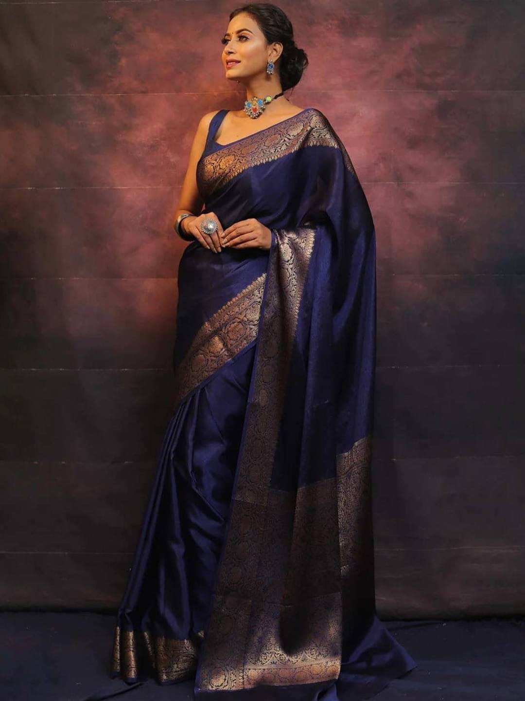 PEER STORE Jacquard Woven Banarasi saree With Unstitched Blouse Piece ( Blue ) PEER STORE Jacquard Woven Banarasi saree With Unstitched Blouse Piece ( Blue )