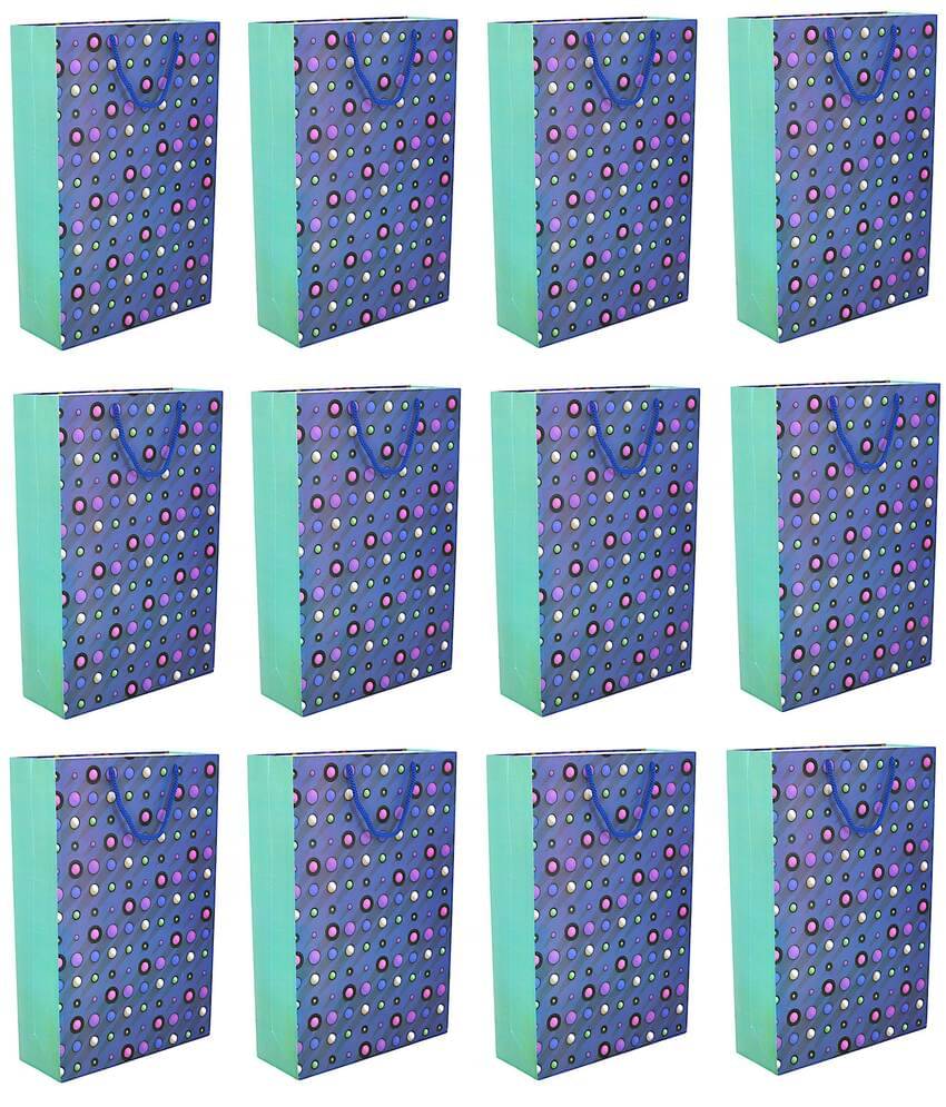     			Pack of 12pcs ( Each 10X14.5X3.75 inches) Floral Printed Thank You Paper Gift Bags, Paper Carry Bags For Birthday Gift, (200 GSM)