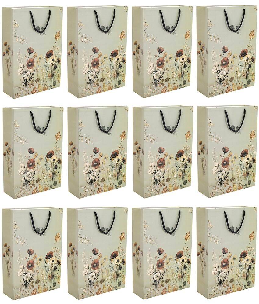     			Pack of 12pcs ( Each 10X14.5X3.75 inches) Paper Bag With String Handle Recyclable Eco-Friendly | Party Favor Bag | Gift Bags for Gifting, Weddings, Birthday, Holiday Presents (200 GSM)