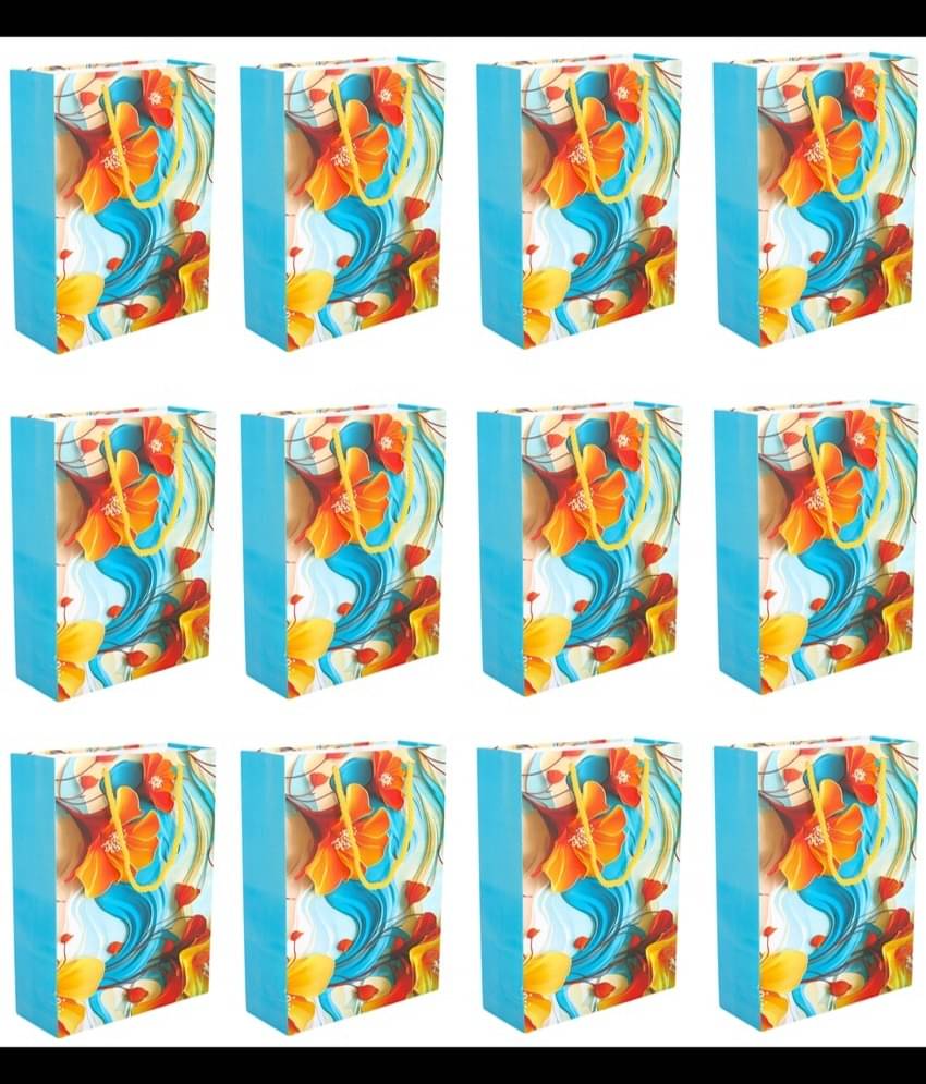     			Pack of 12pcs ( Each 10X8X3. inches) Gift Bags, Paper Carry Bags For Birthday Gift, (200 GSM)