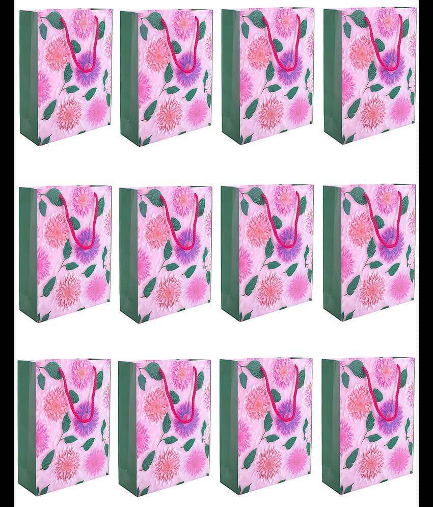     			Pack of 12pcs ( Each 10X8X3. inches) Paper Bags for Return Gifts Party Favor, Festival (200 GSM)