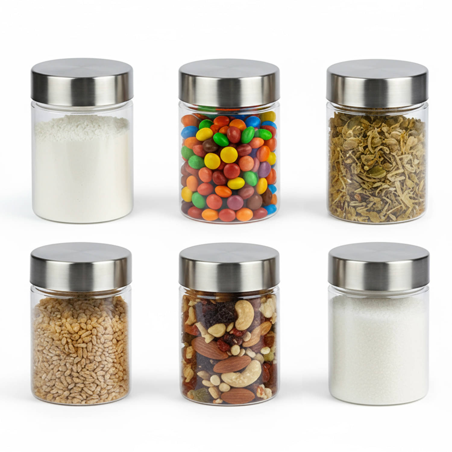 PearlPet PlusJar-270ml Plastic Transparent Multi-Purpose Container ( Set of 6 ) PearlPet PlusJar-270ml Plastic Transparent Multi-Purpose Container ( Set of 6 )