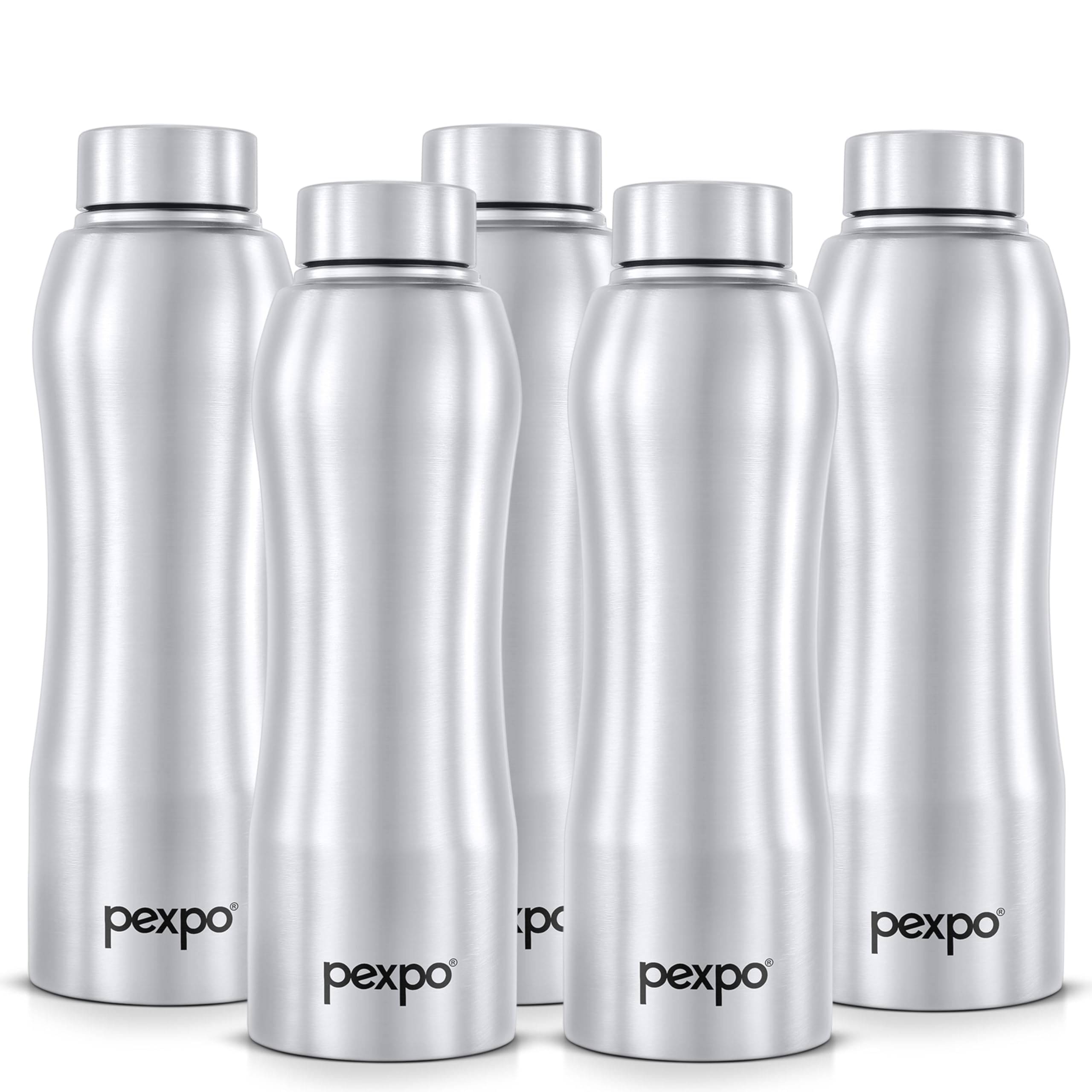     			Pexpo Bistro Silver Stainless Steel Fridge Water Bottle 1000 mL ( Set of 5 )