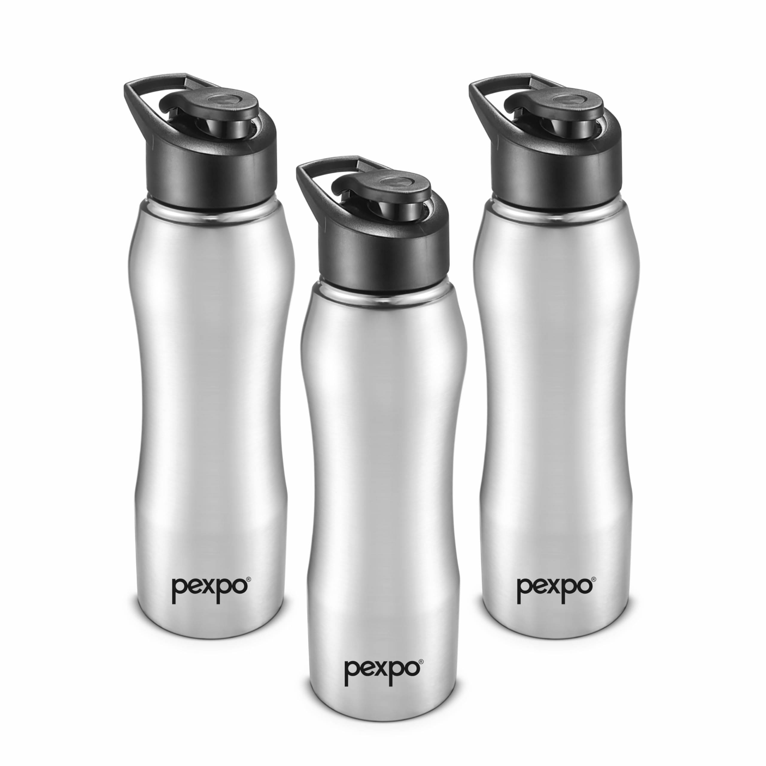    			Pexpo Bistro Silver Stainless Steel Fridge Water Bottle 1000 mL ( Set of 3 )