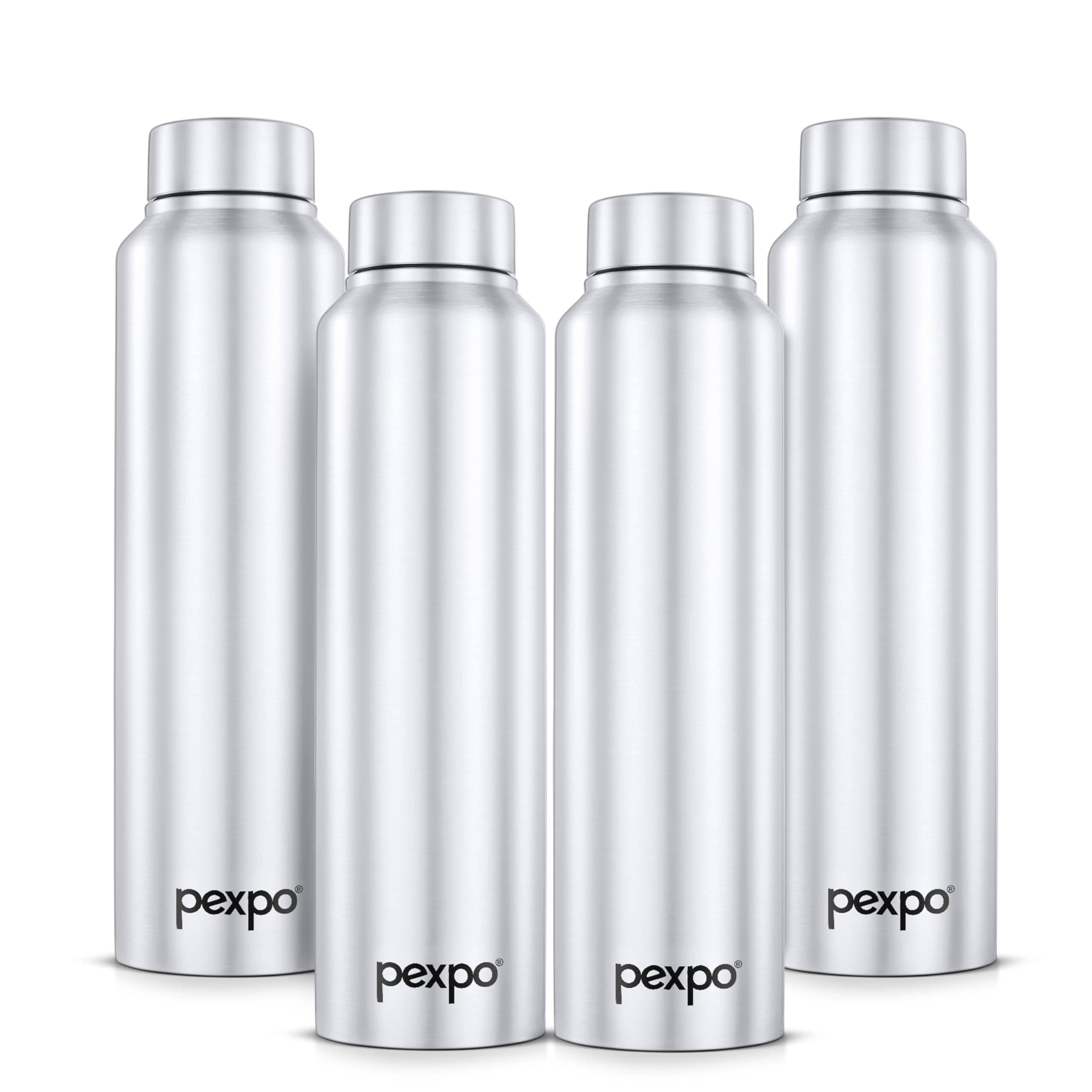     			Pexpo Chromo Silver Stainless Steel Fridge Water Bottle 950 mL ( Set of 4 )