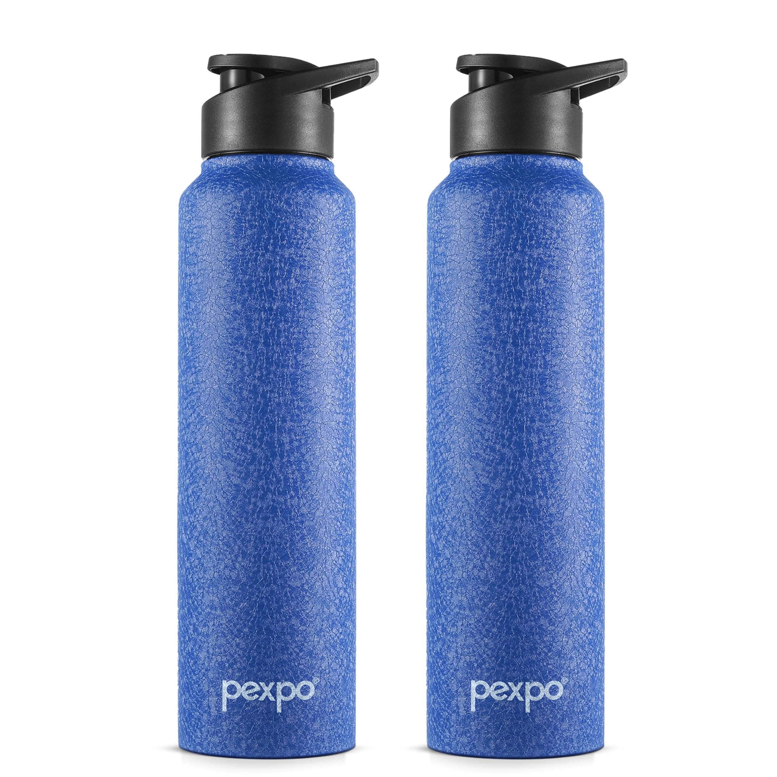    			Pexpo Chromo Blue Stainless Steel Fridge Water Bottle 950 mL ( Set of 2 )