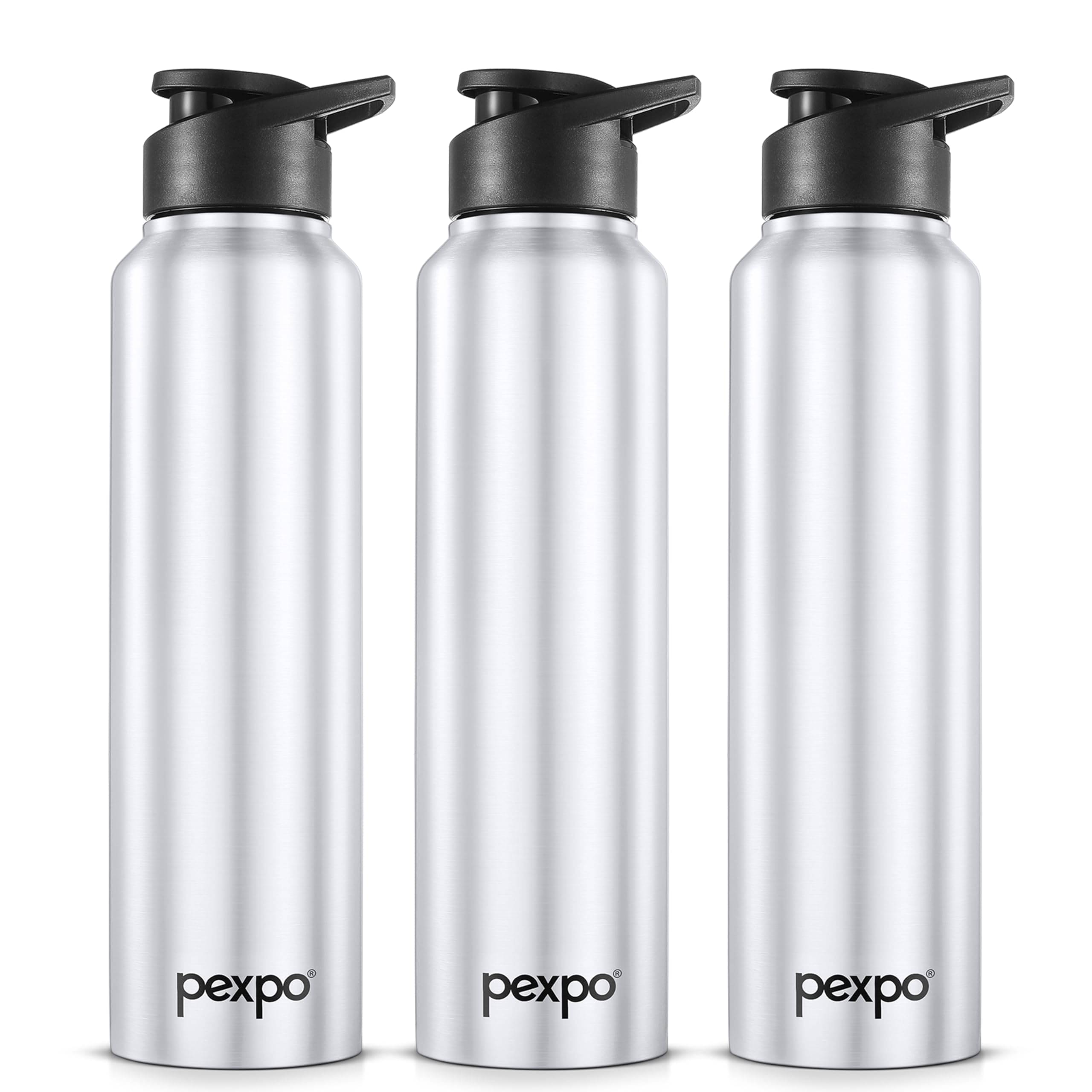     			Pexpo Chromo Silver Stainless Steel Fridge Water Bottle 950 mL ( Set of 3 )