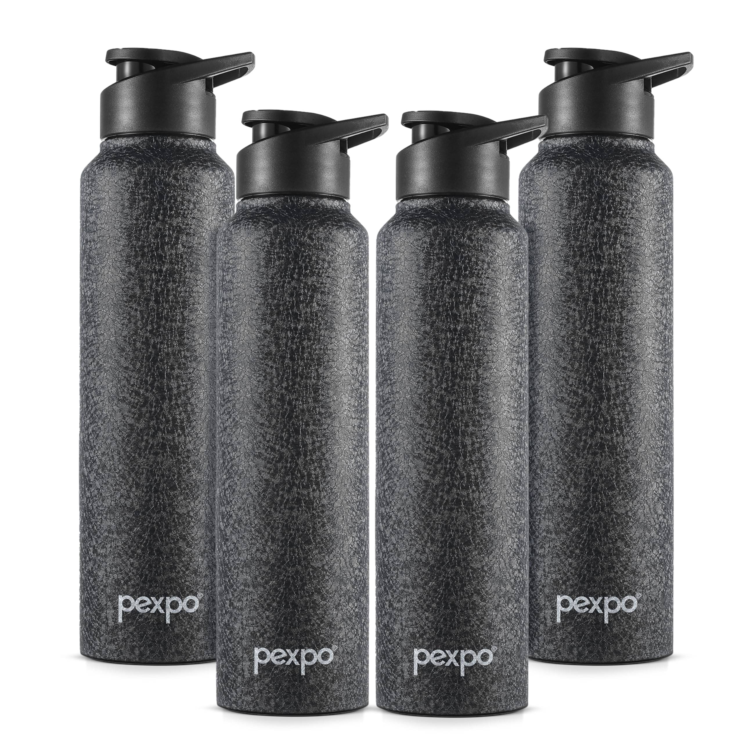     			Pexpo Chromo Black Stainless Steel Fridge Water Bottle 950 mL ( Set of 4 )