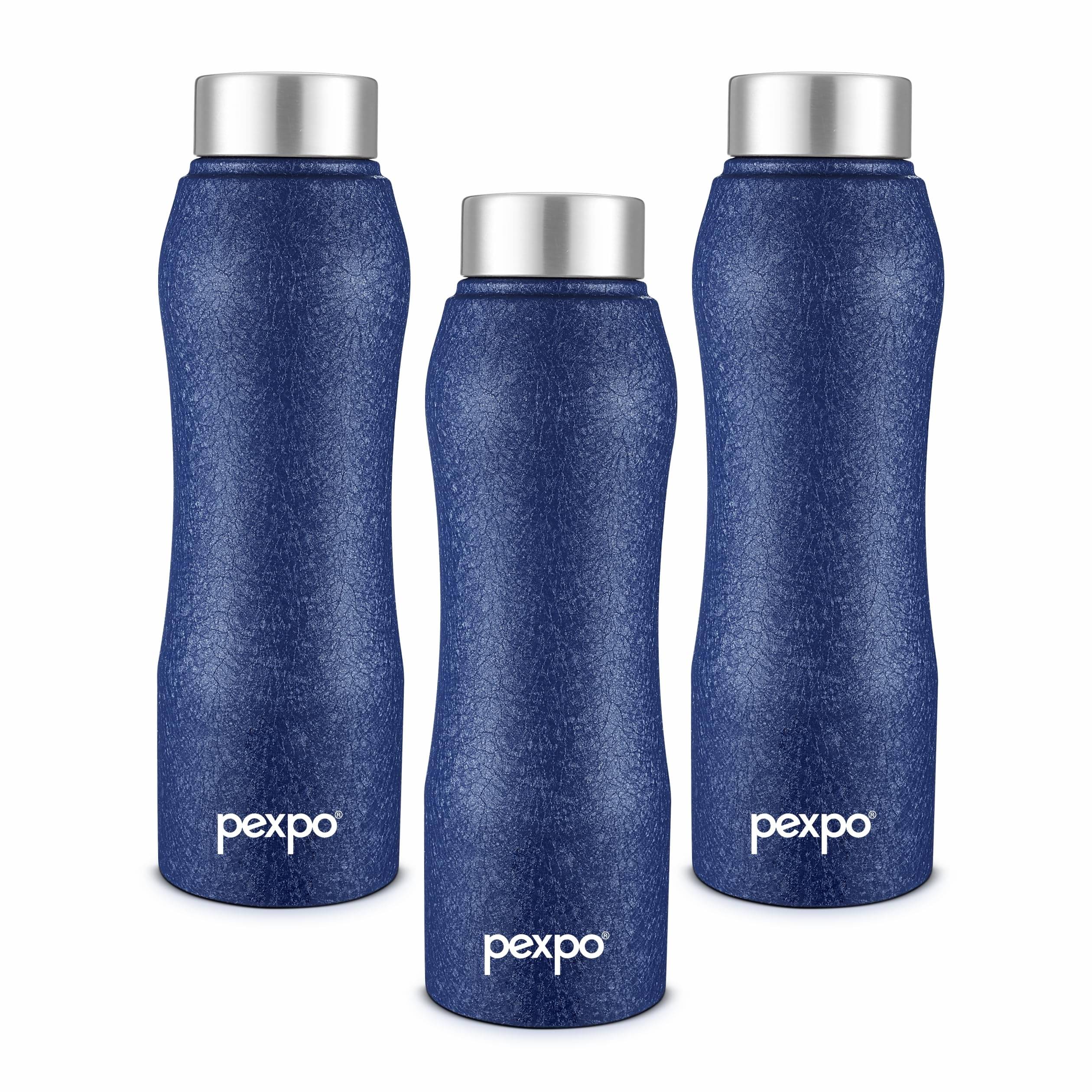     			Pexpo Bistro Blue Stainless Steel Fridge Water Bottle 1000 mL ( Set of 3 )