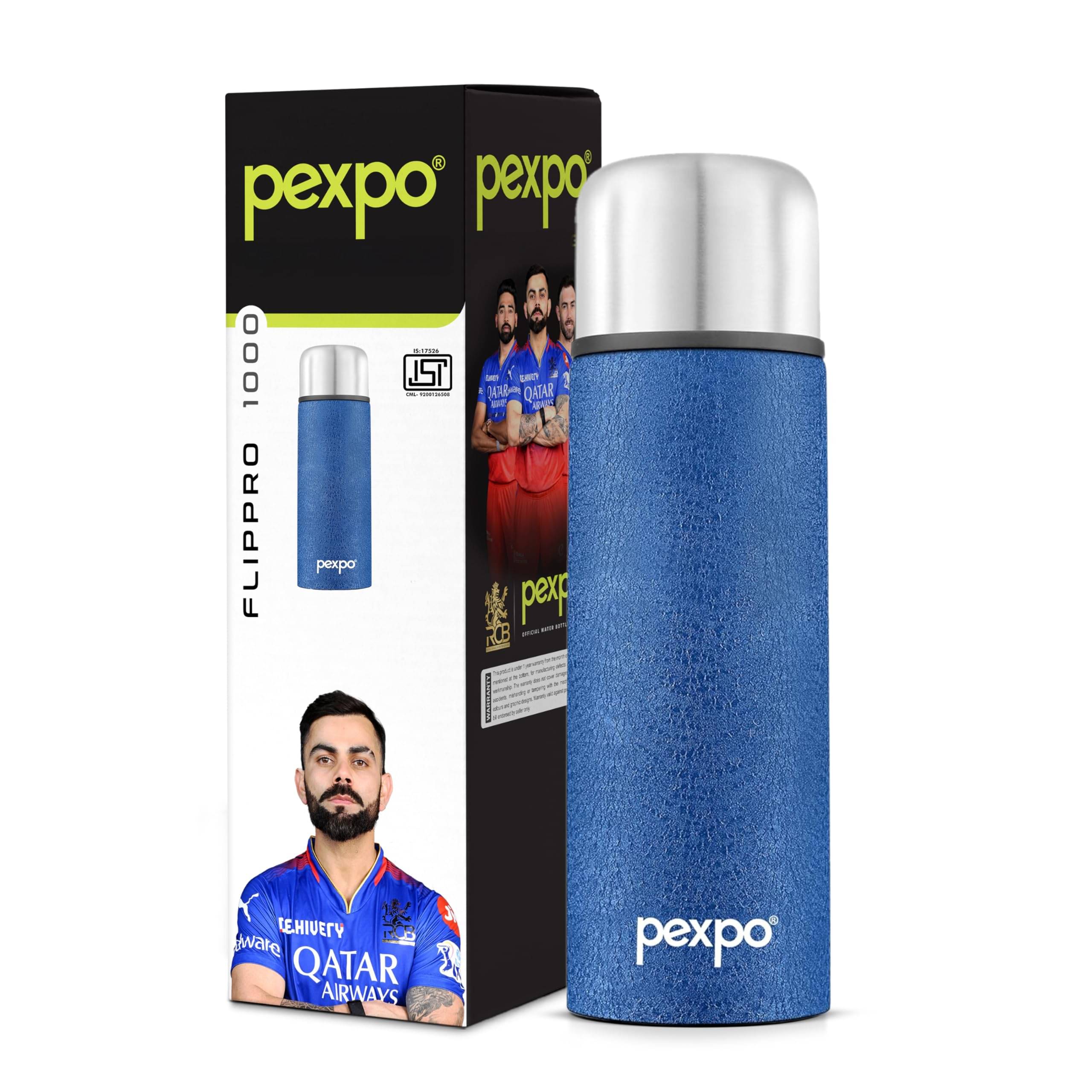     			Pexpo Flippro Blue Thermosteel Flask ( 1000 ml )