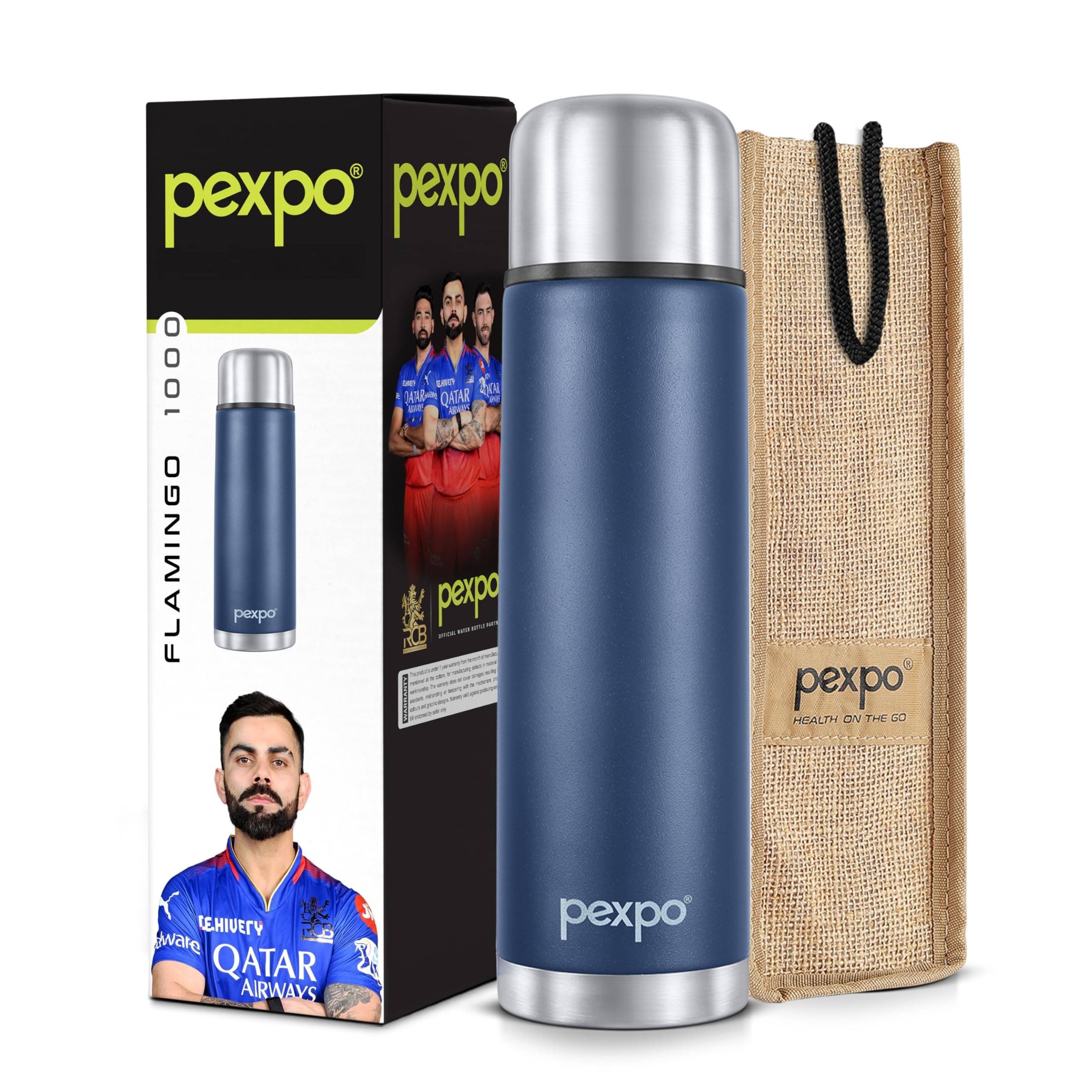     			Pexpo Flamingo Navy Blue Thermosteel Flask ( 1000 ml )