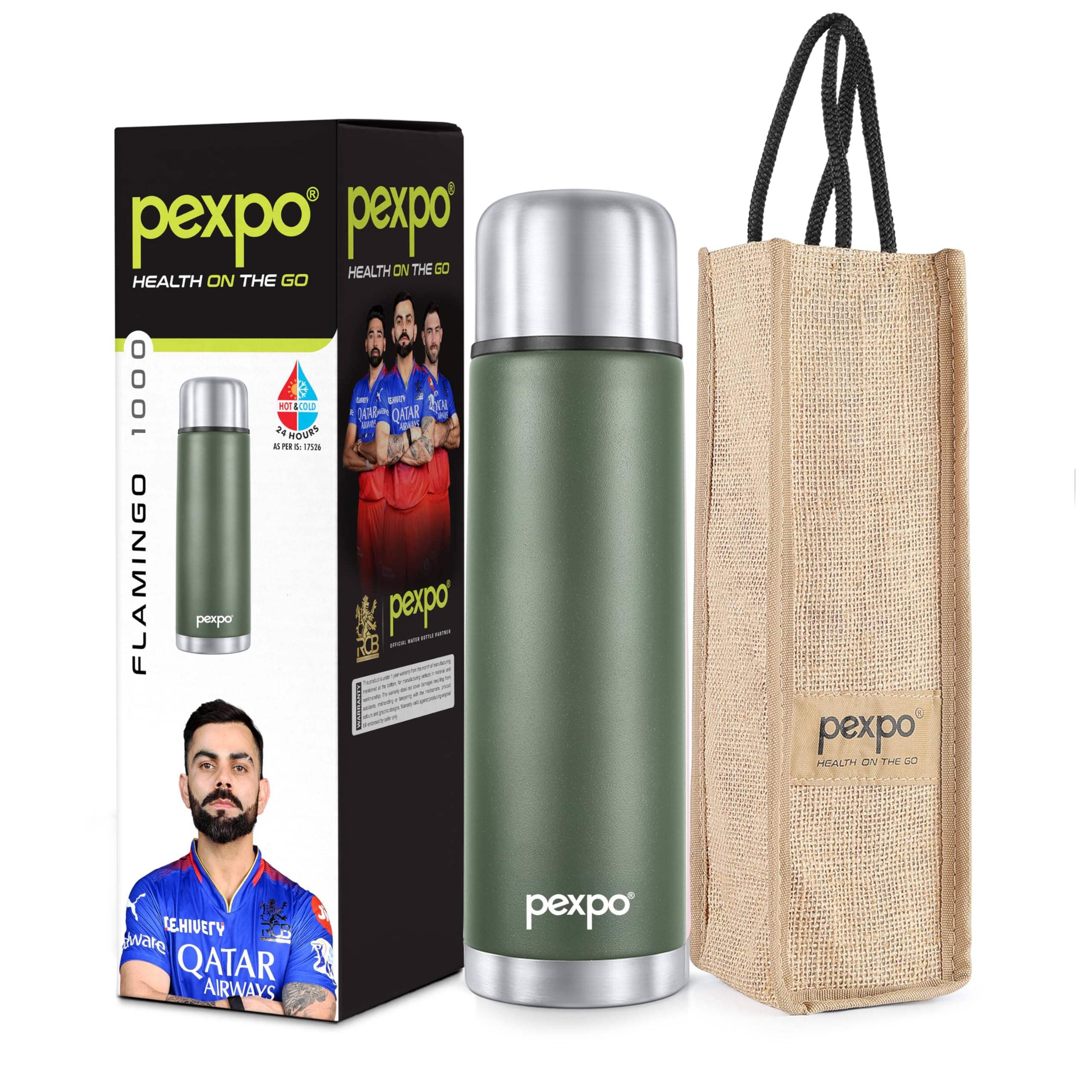     			Pexpo Flamingo Marble Green Thermosteel Flask ( 1000 ml )