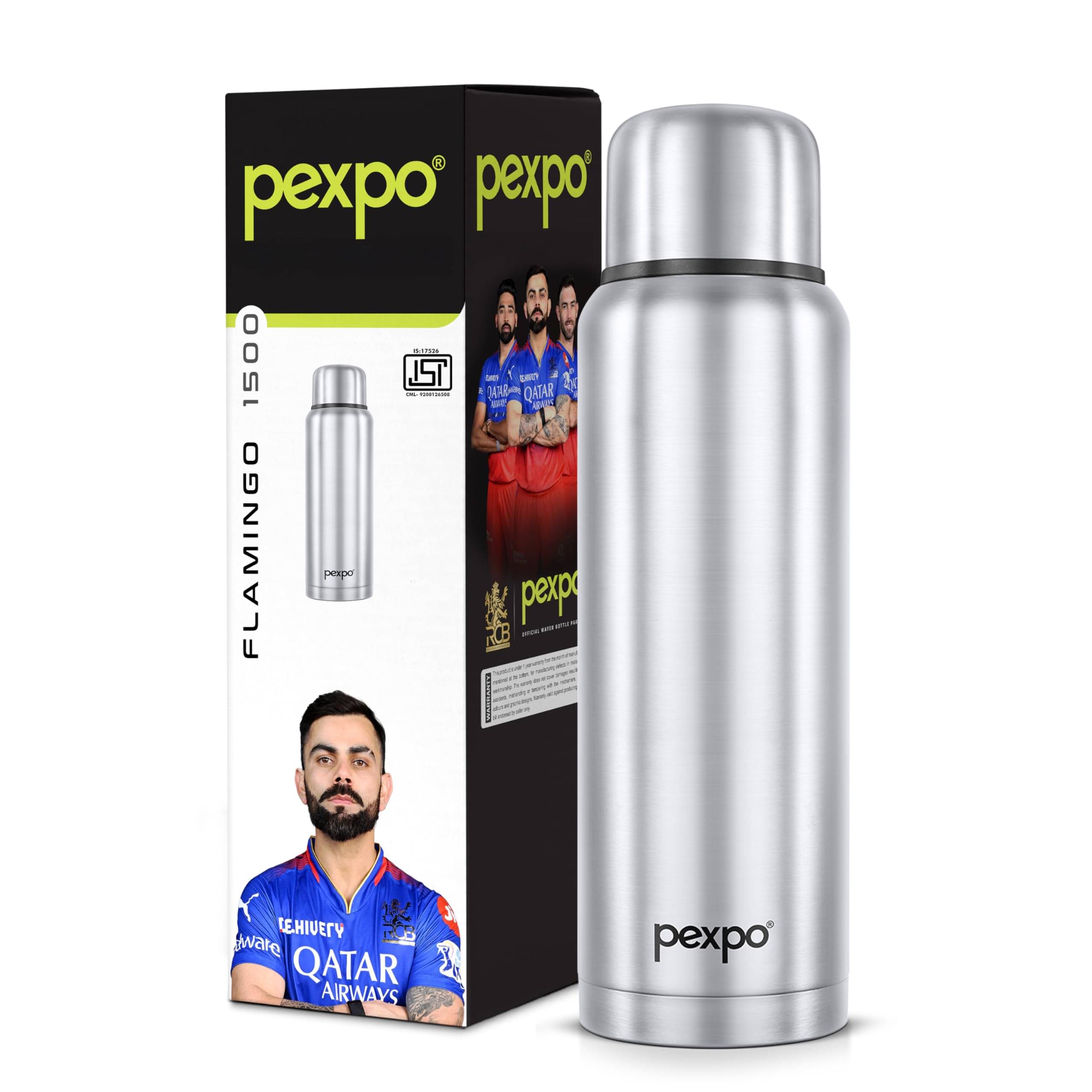     			Pexpo Flamingo Silver Thermosteel Flask ( 1500 )