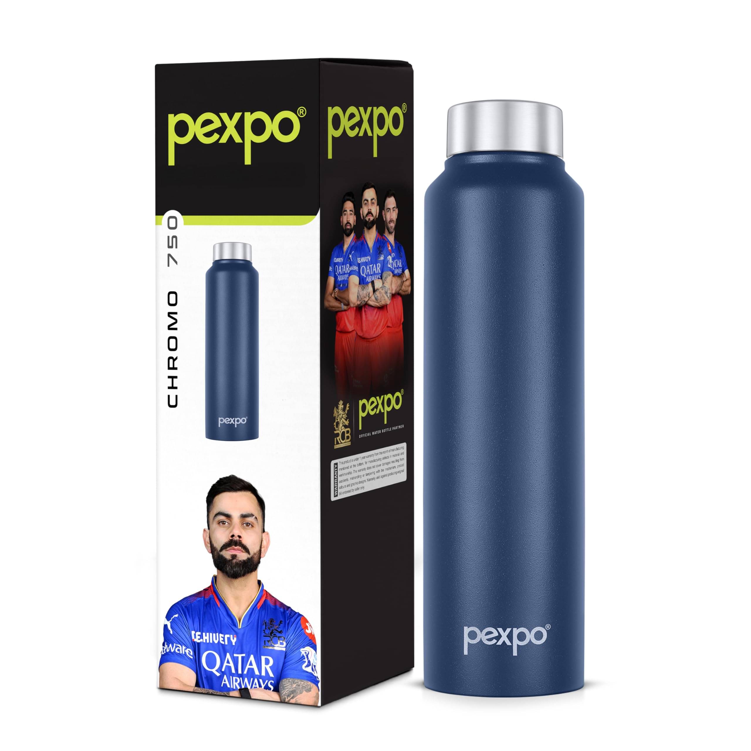     			Pexpo Chromo Blue Stainless Steel Fridge Water Bottle 750 mL ( Set of 1 )