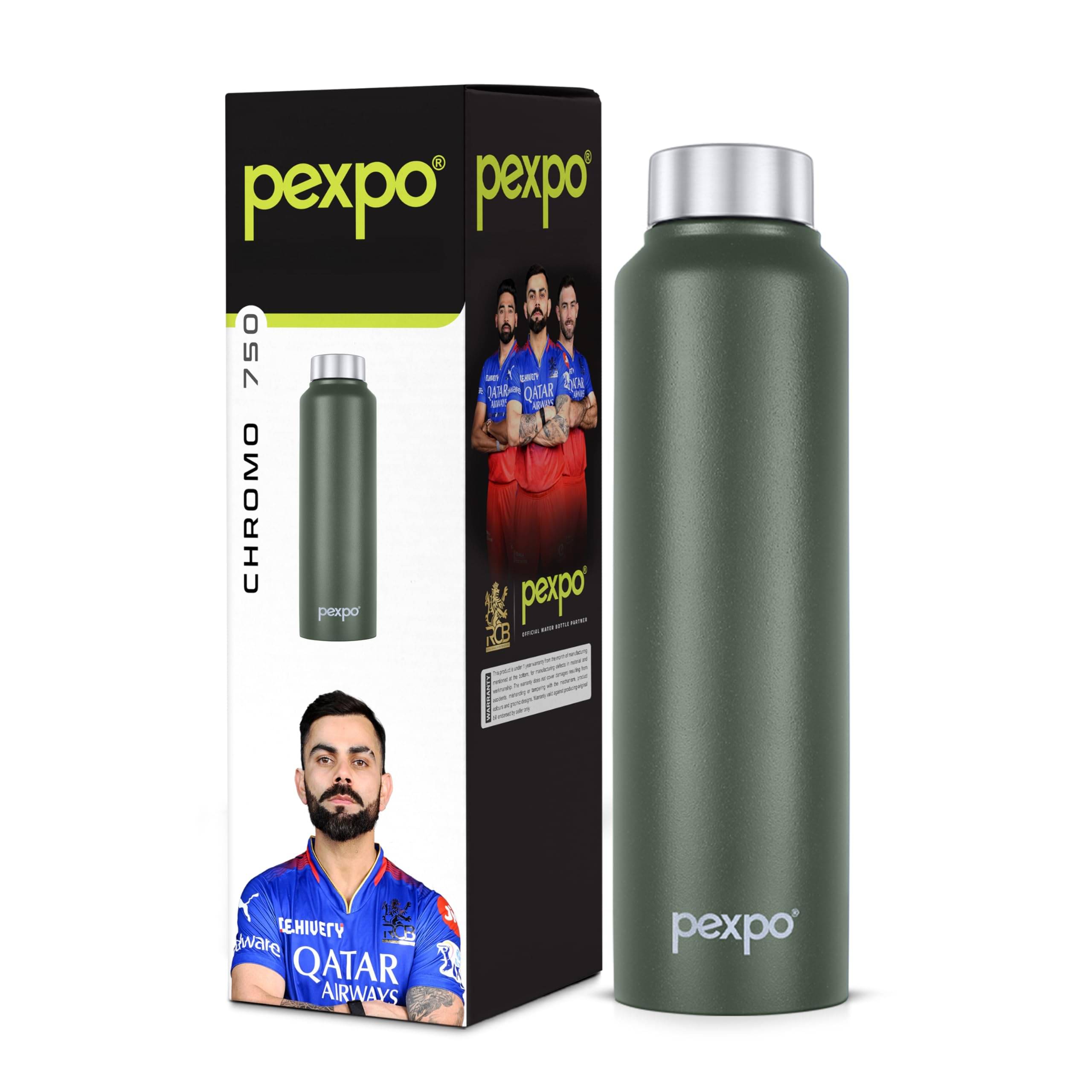    			Pexpo Chromo Green Stainless Steel Fridge Water Bottle 750 mL ( Set of 1 )