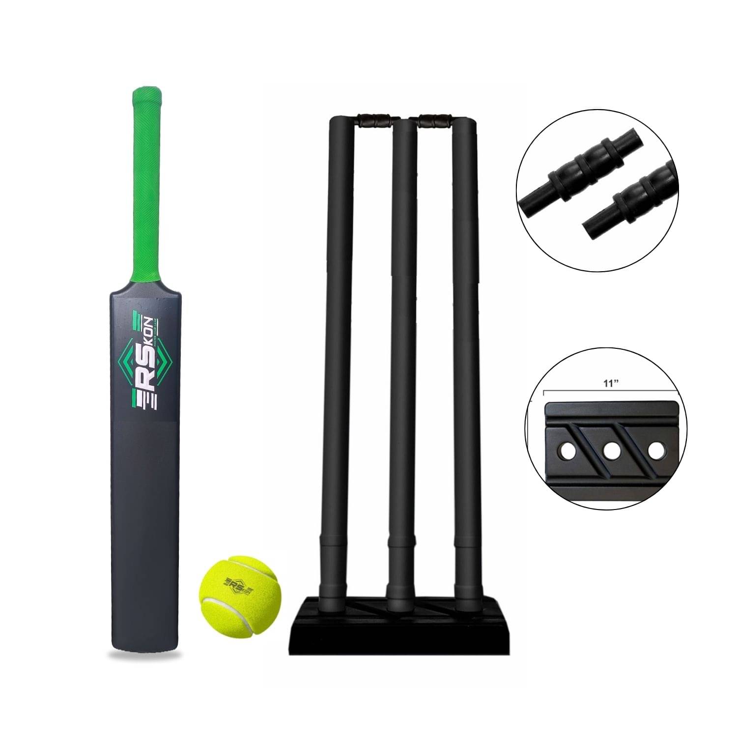 Plastic Cricket Kit Full Size for Adults – Cricket Kit Full Set with Full Size Cricket Bat, Wickets, and Tennis Ball | Plastic Cricket Set for 15+ Age Group (Green & Black) Plastic Cricket Kit Full Size for Adults – Cricket Kit Full Set with Full Size Cricket Bat, Wickets, and Tennis Ball | Plastic Cricket Set for 15+ Age Group (Green & Black)