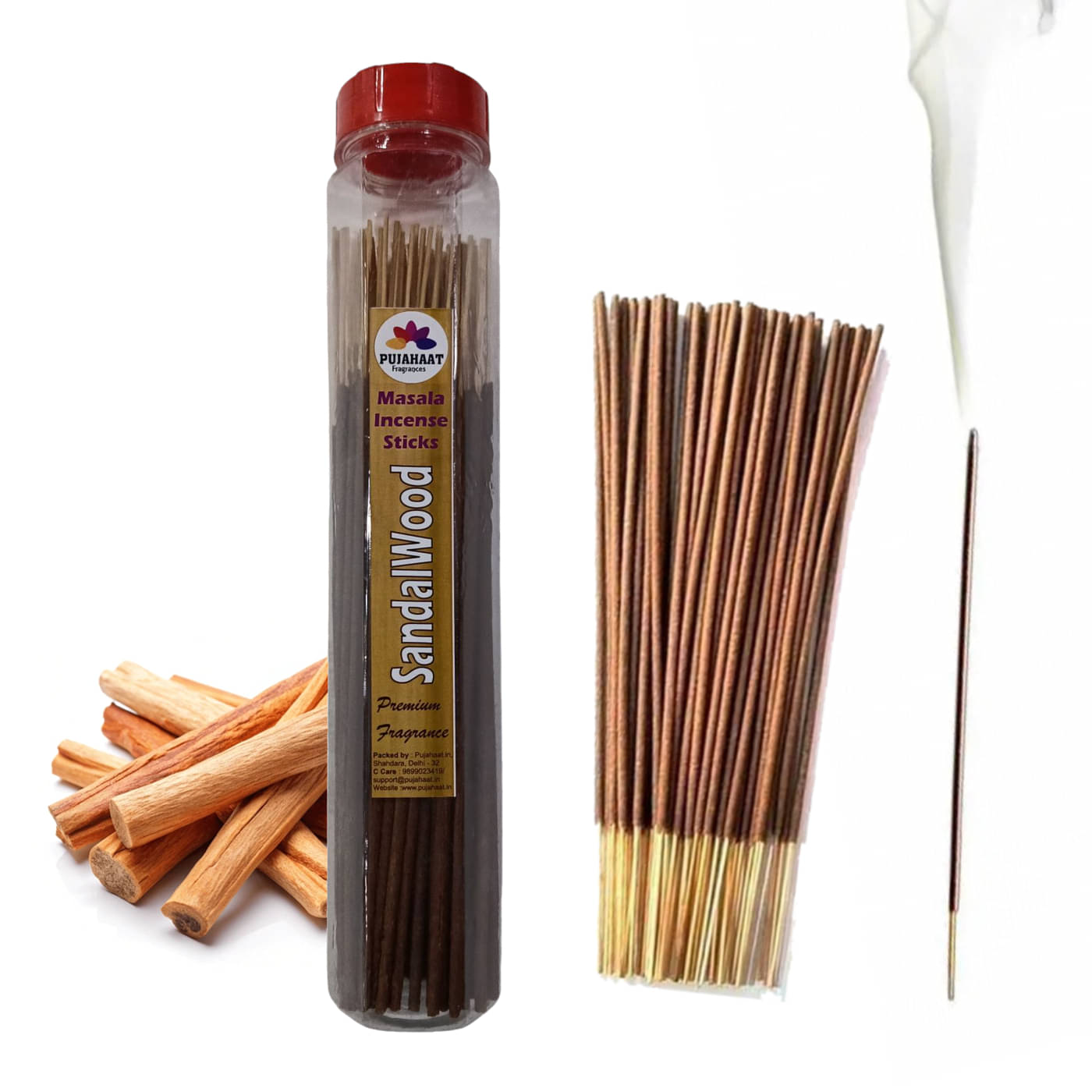     			Pujahaat Incense Stick Chandan 100 gm ( Pack of 1 )