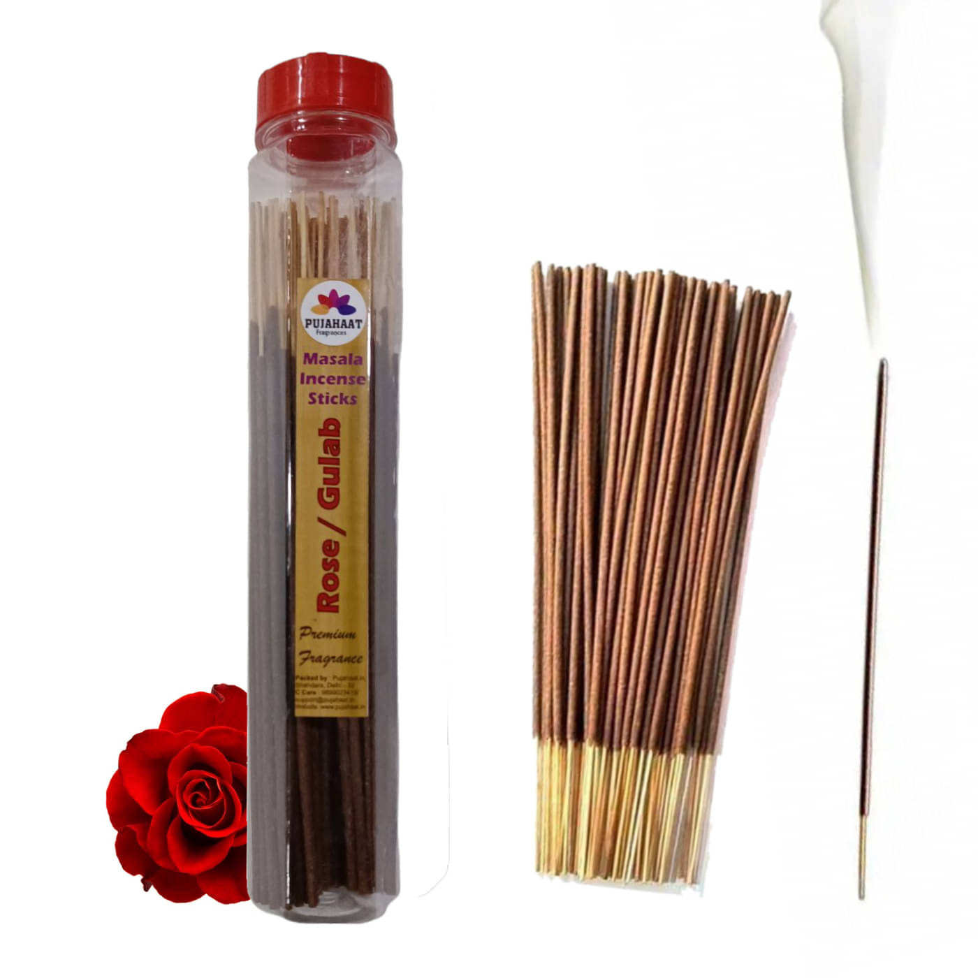     			Pujahaat Incense Stick Rose 100 gm ( Pack of 1 )
