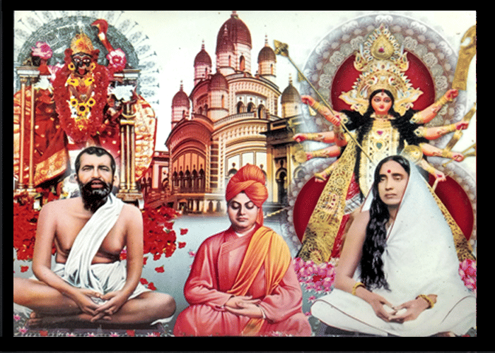 RAMKRISHNA SARADA VIVEKANANDA WITH KALI & DURGA MATA Laminated Photo 7 (Width) x 5 (Length) inch on Wooden Base With Back Support Mount RAMKRISHNA SARADA VIVEKANANDA WITH KALI & DURGA MATA Laminated Photo 7 (Width) x 5 (Length) inch on Wooden Base With Back Support Mount