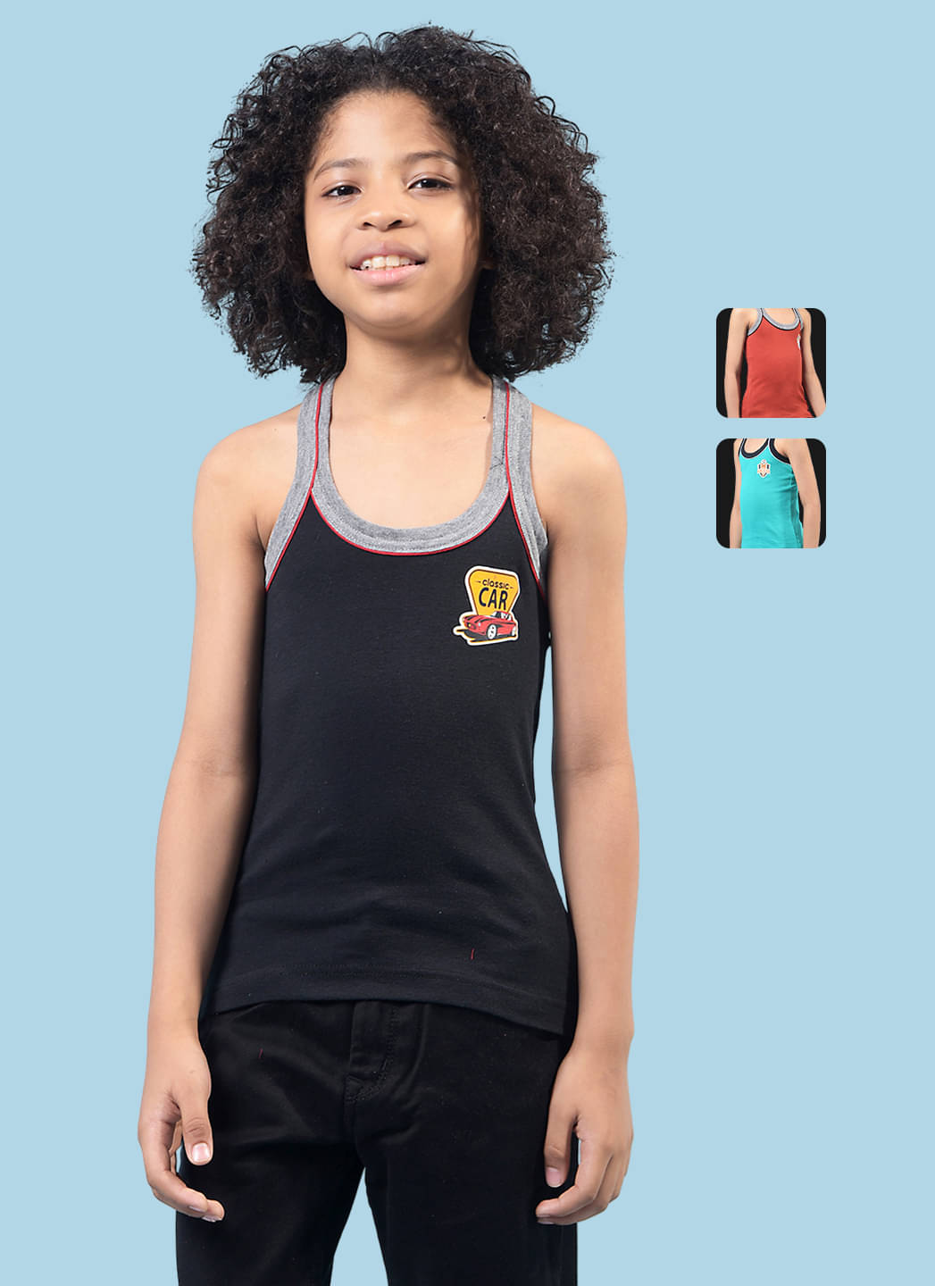    			RKG Pack of 3 Boys Cotton Blend Vest ( Multicolor 9 )