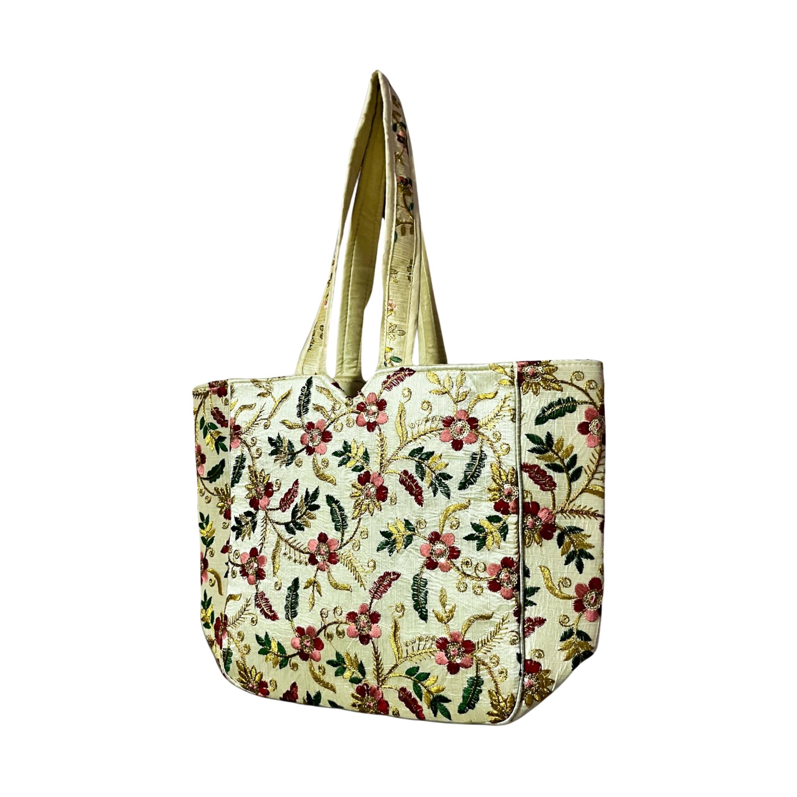     			SUTLIYAN Tote Bag Jute Set of 1 ( White )