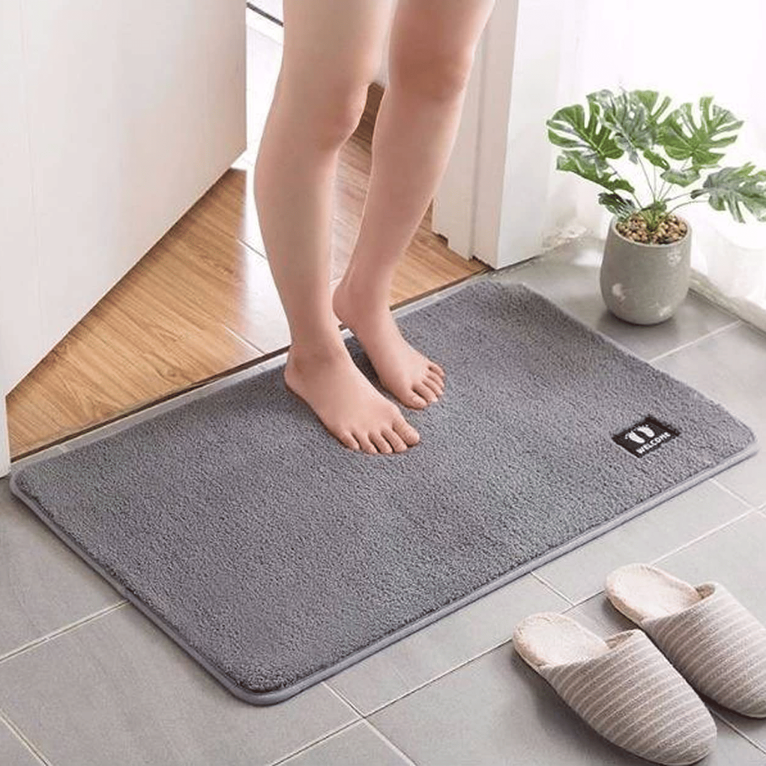    			Savariya Gray Cotton Floor Mat ( Pack of 1 )