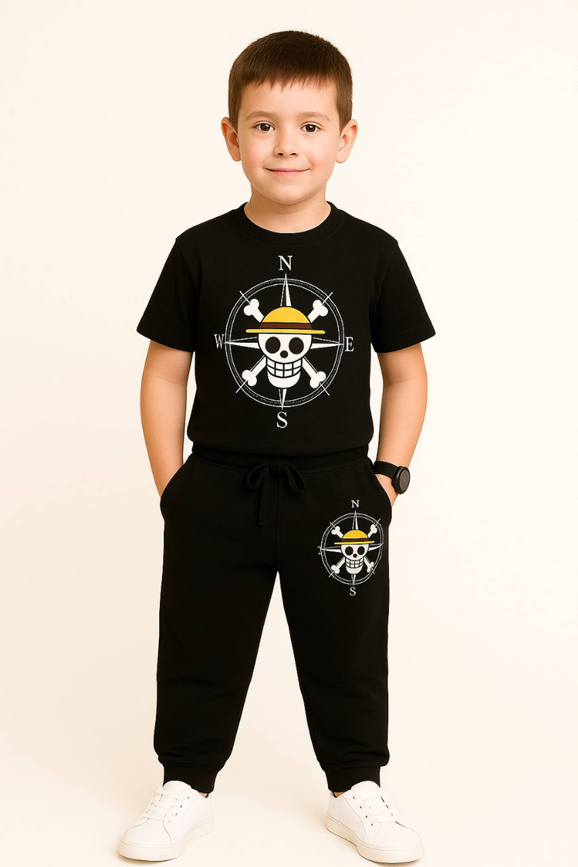     			Shakubhar Pack of 1 Boys Cotton Blend T-Shirt & Trackpants Set ( Black )