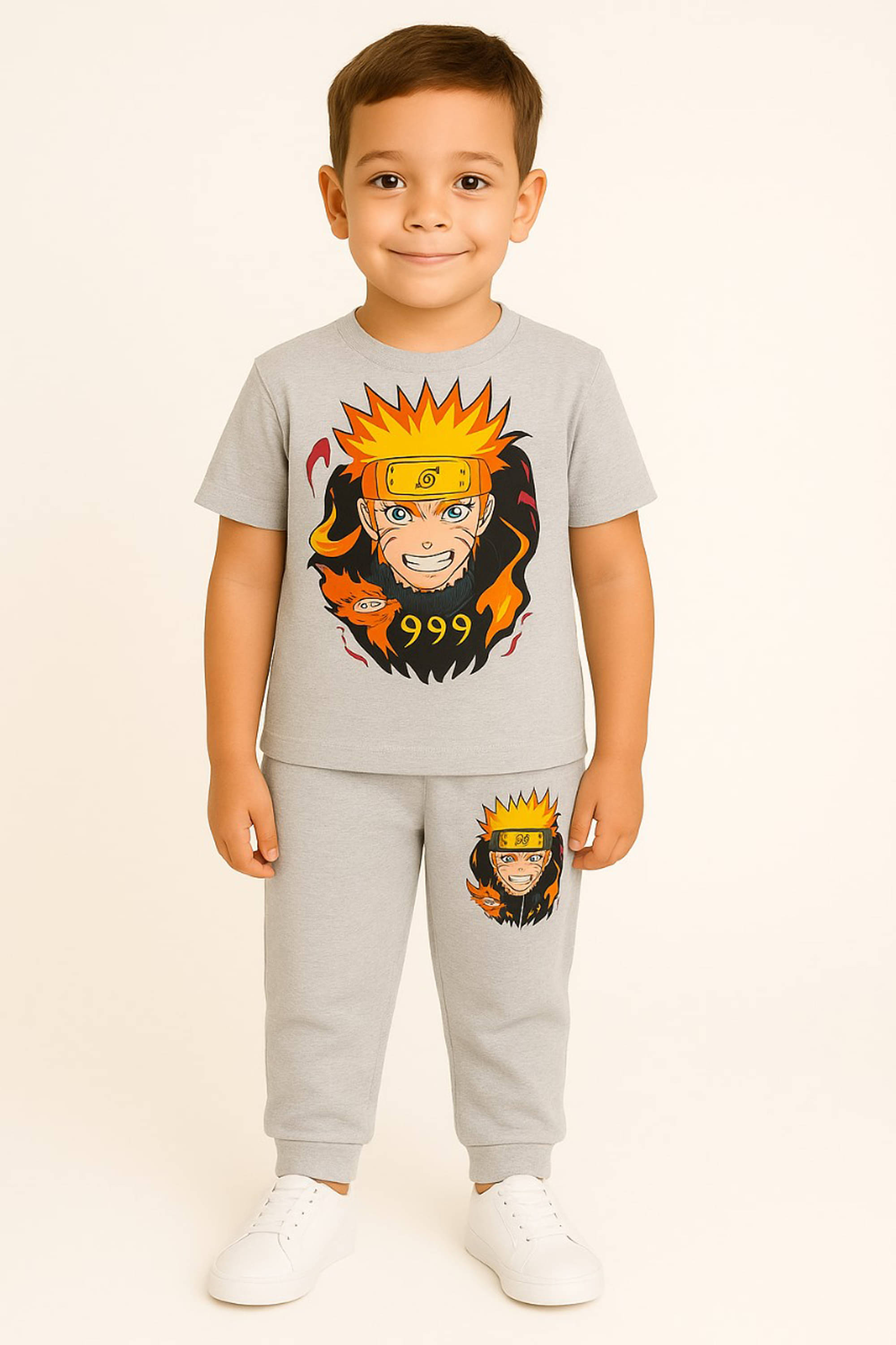     			Shakubhar Pack of 1 Boys Cotton Blend T-Shirt & Trackpants Set ( Grey )