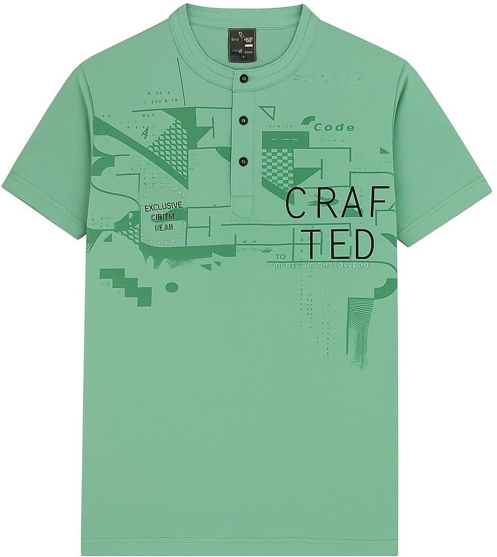 Tees And Tones Men Cotton Blend Regular Fit Printed T-Shirt ( Green ) Tees And Tones Men Cotton Blend Regular Fit Printed T-Shirt ( Green )