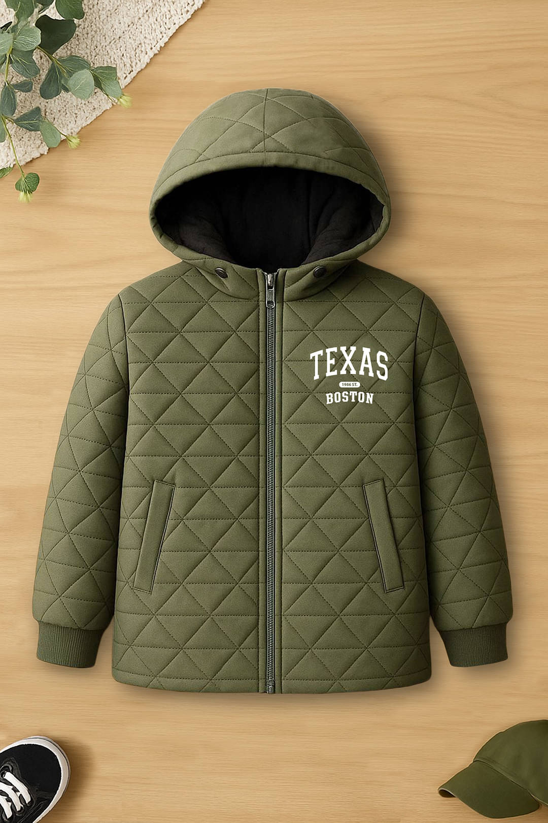     			Trampoline Boys Polyester Quilted & Bomber Jacket ( Olive Green , Pack of 1 )