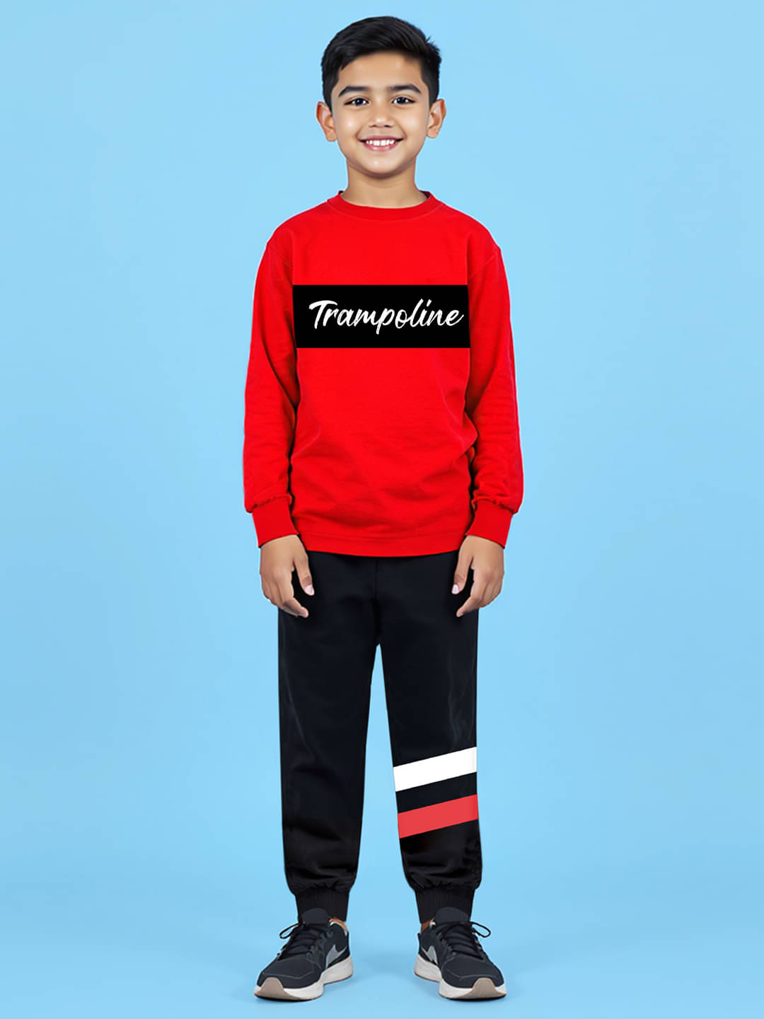 Trampoline Pack of 1 Boys Cotton Blend T-Shirt & Trackpants Set ( Multi )     			Trampoline Pack of 1 Boys Cotton Blend T-Shirt & Trackpants Set ( Multi )