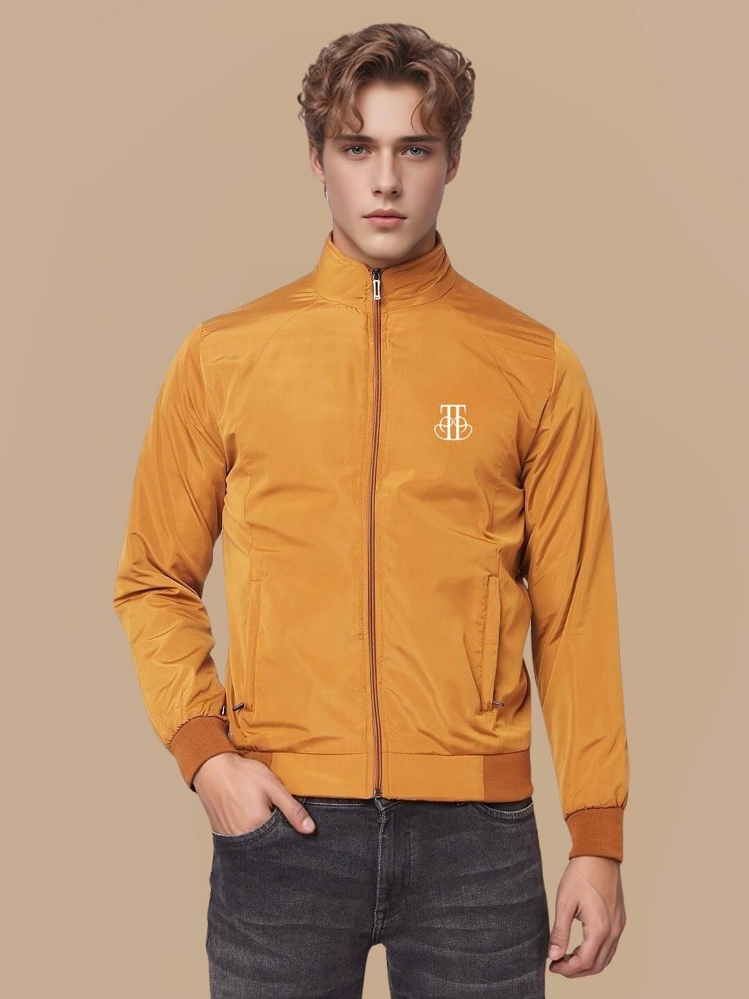     			TrendsTalk Nylon Men's Windcheater Jacket - Gold ( Pack of 1 )
