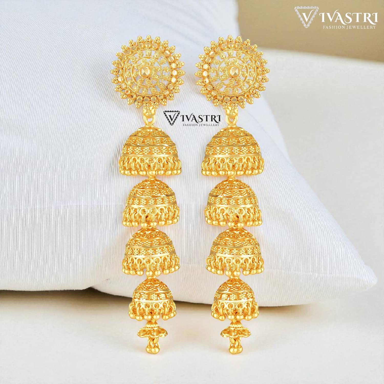 VIVASTRI Golden Jhumki Earrings ( Pack of 1 ) - Earrings | Buy online on ZillyBuy