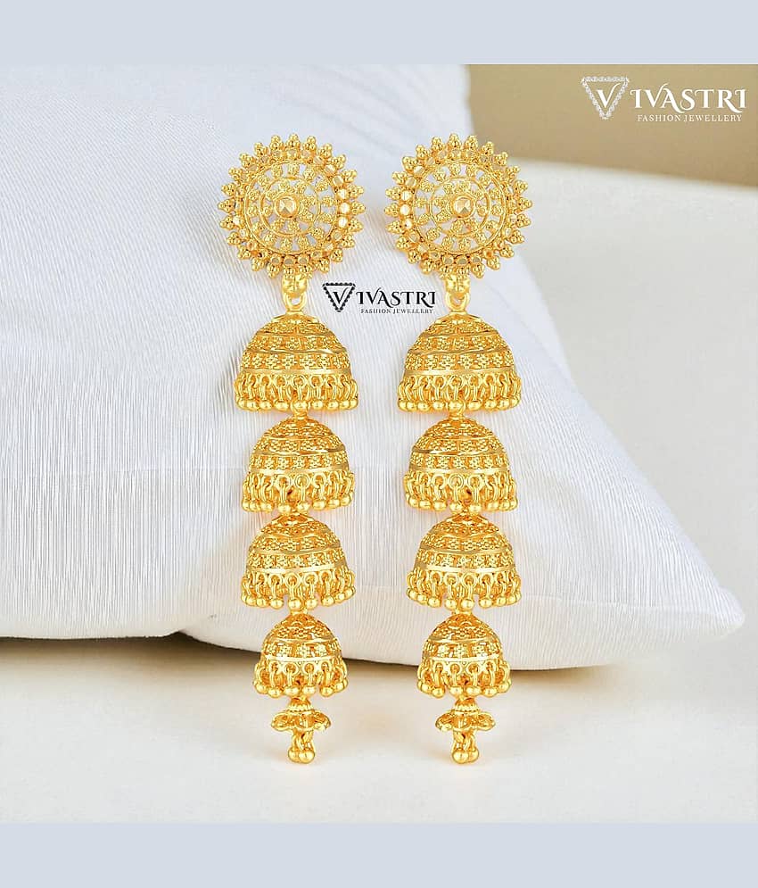 VIVASTRI Golden Jhumki Earrings ( Pack of 1 ) - Earrings | Buy online on ZillyBuy