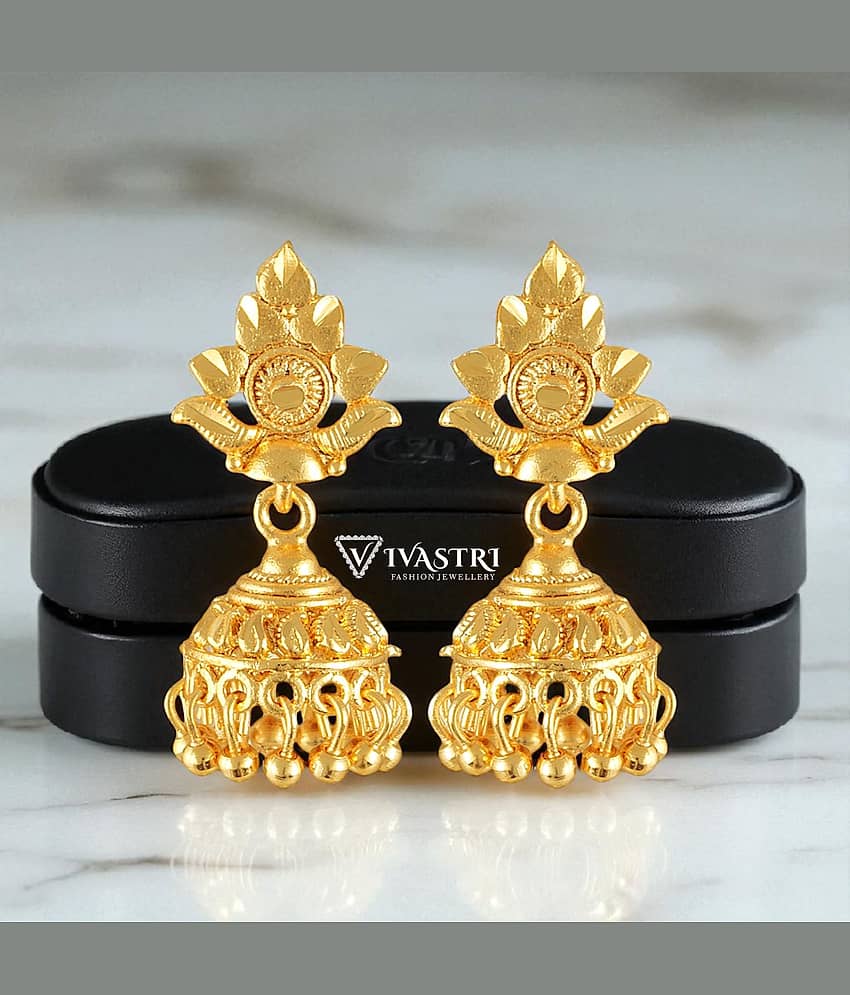 VIVASTRI Golden Jhumki Earrings ( Pack of 1 ) - Earrings | Buy online on ZillyBuy