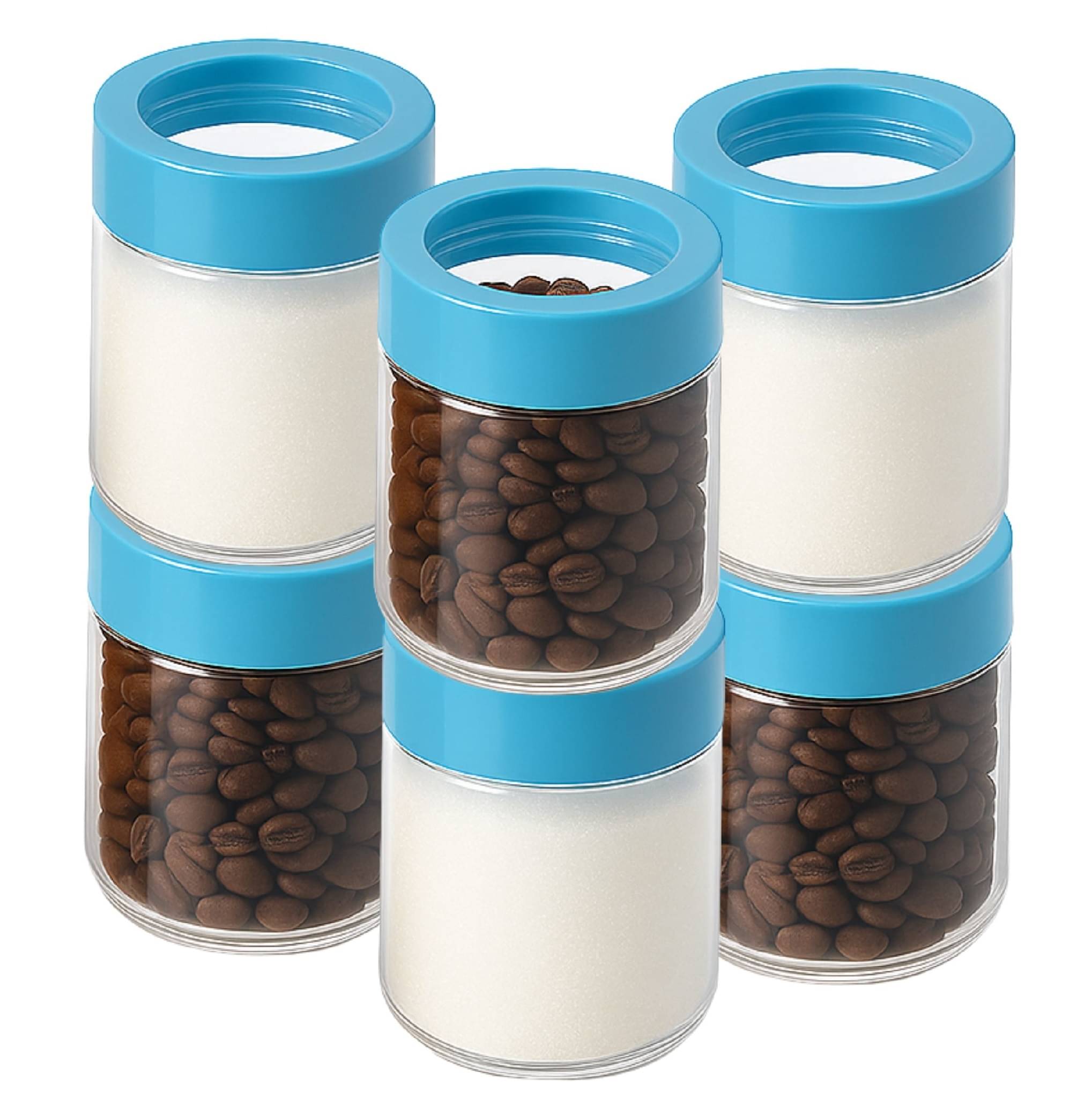 VRISTO Grocery Container Plastic Blue Tea/Coffee/Sugar Container ( Set of 6 ) VRISTO Grocery Container Plastic Blue Tea/Coffee/Sugar Container ( Set of 6 )