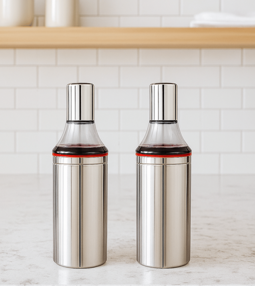     			Visaxmi Steel Silver Oil Container ( Set of 2 )