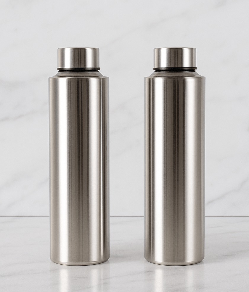Visaxmi Steel Water Bottle Silver Steel Fridge Water Bottle 1000 mL ( 2 )