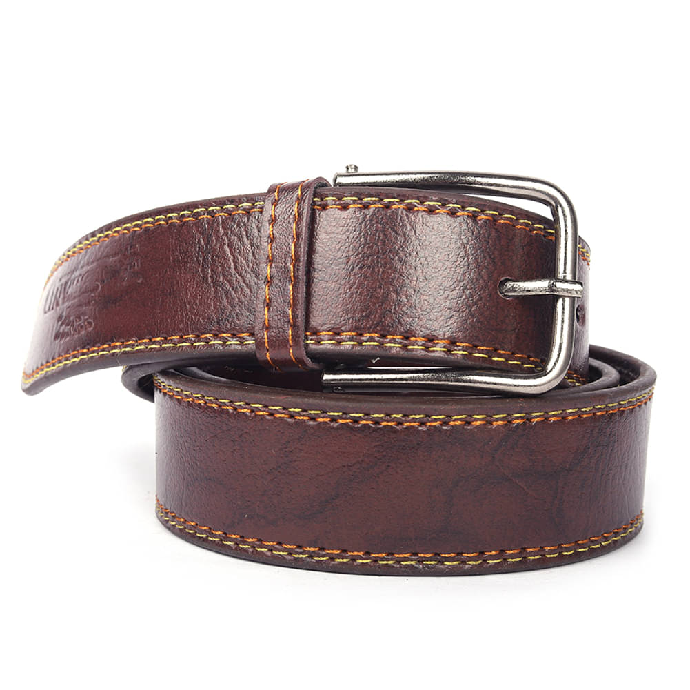WILDSTUFF - Brown Leather Men's Casual Belt ( Pack of 1 ) WILDSTUFF - Brown Leather Men's Casual Belt ( Pack of 1 )
