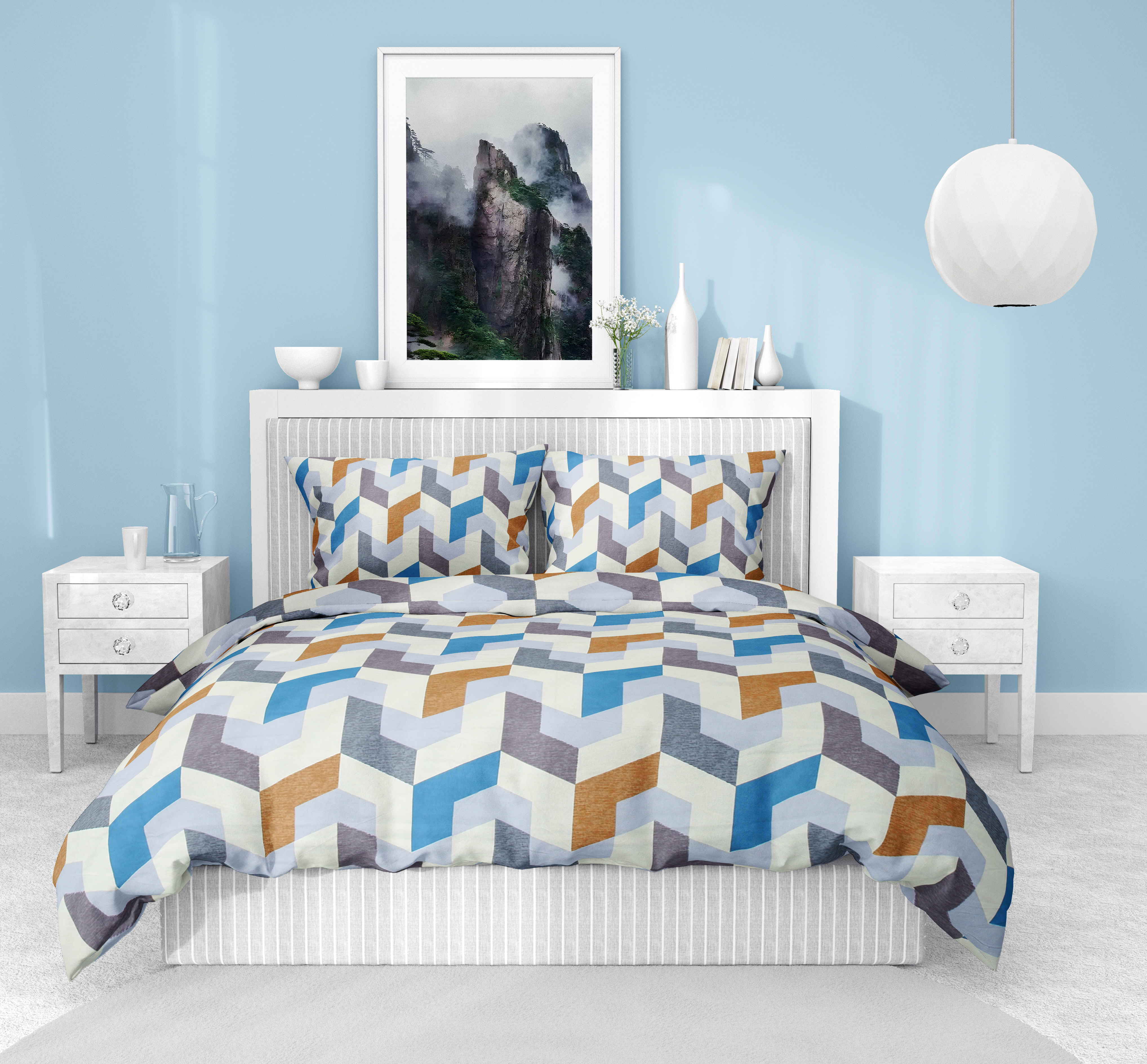     			Wholesale india Cotton 1 Double Bedsheet with 2 Pillow Covers ( Beige )