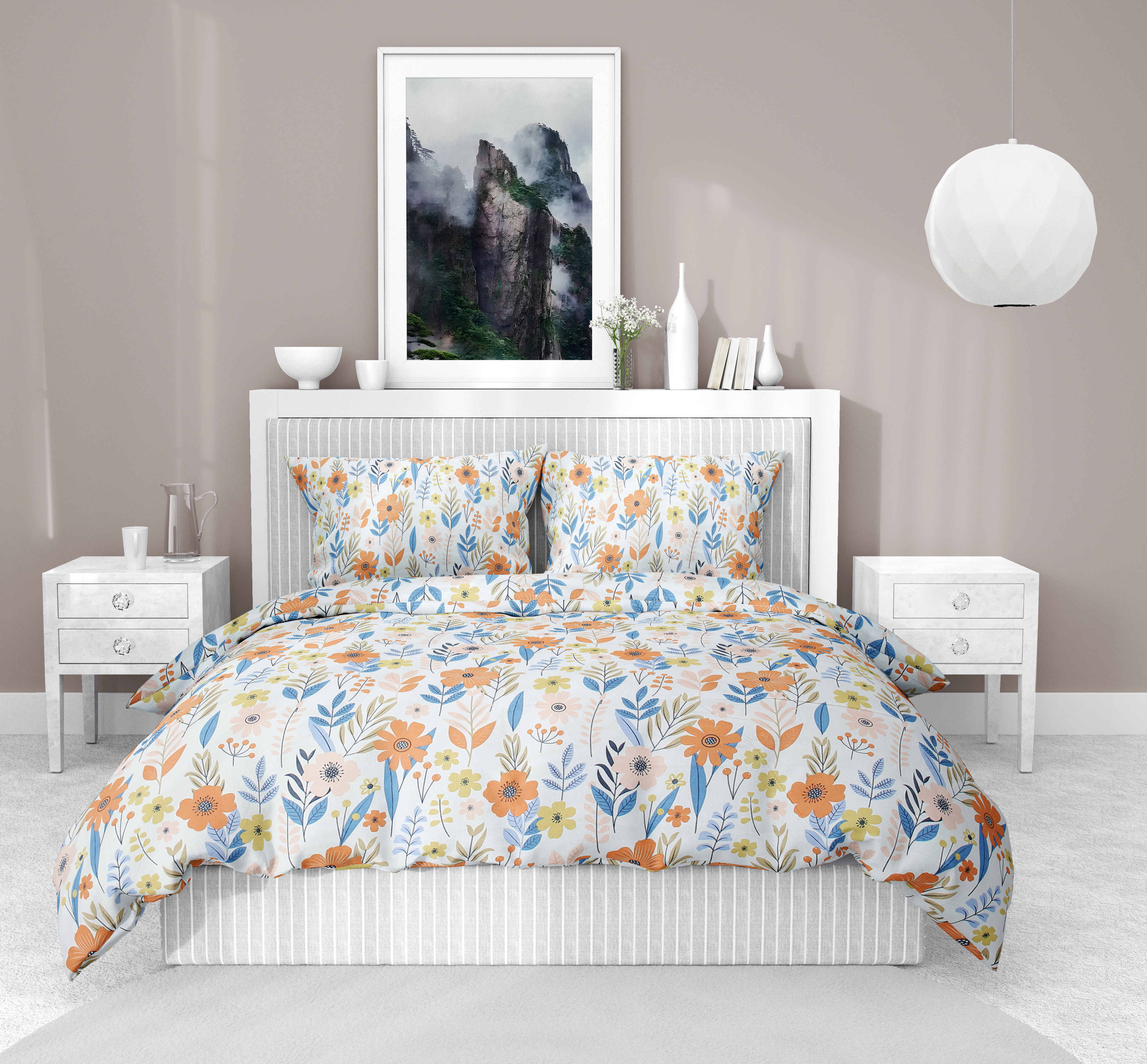     			Wholesale india Cotton 1 Double Bedsheet with 2 Pillow Covers ( Blue )