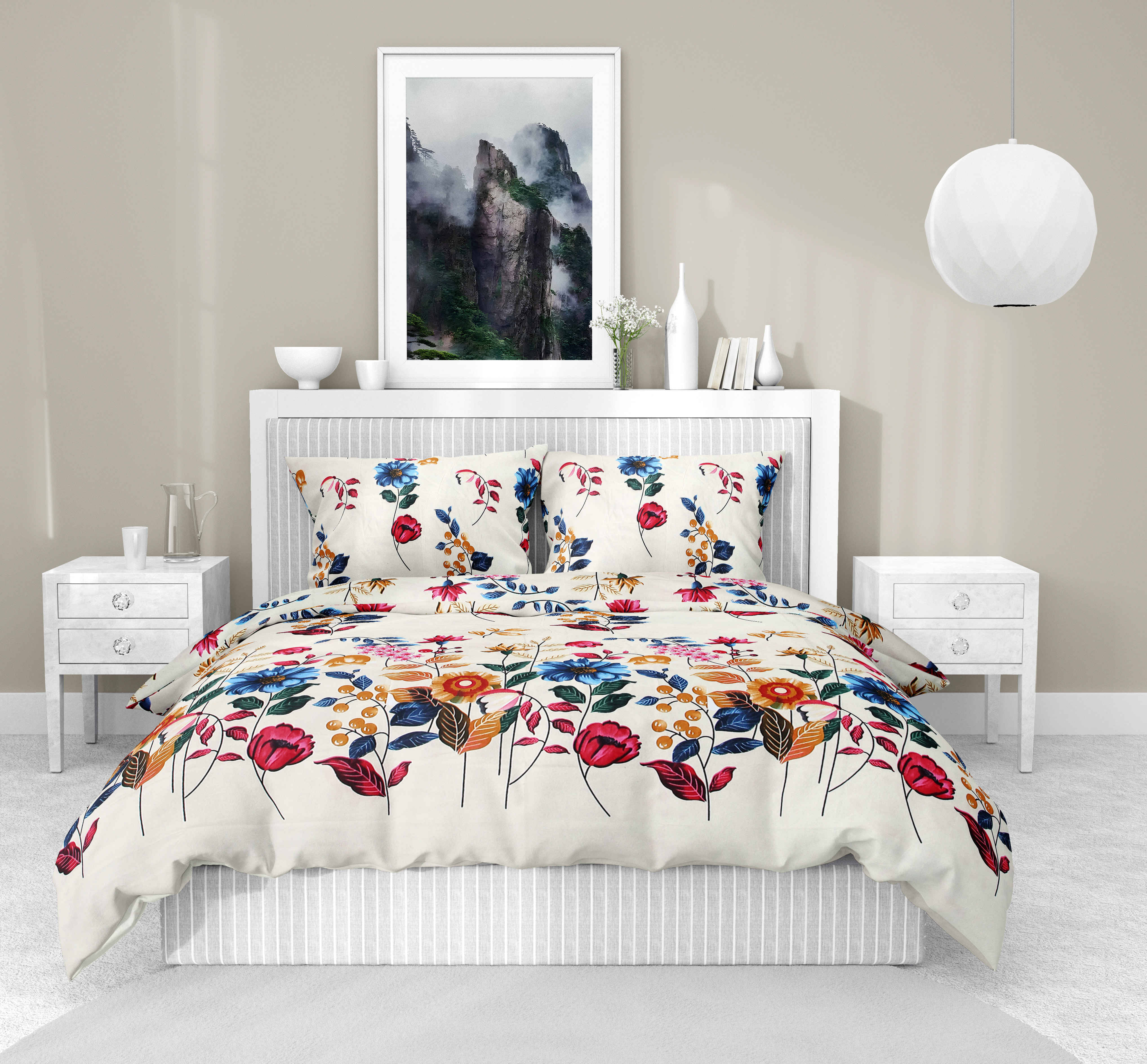     			Wholesale india Cotton 1 Double Bedsheet with 2 Pillow Covers ( Red )